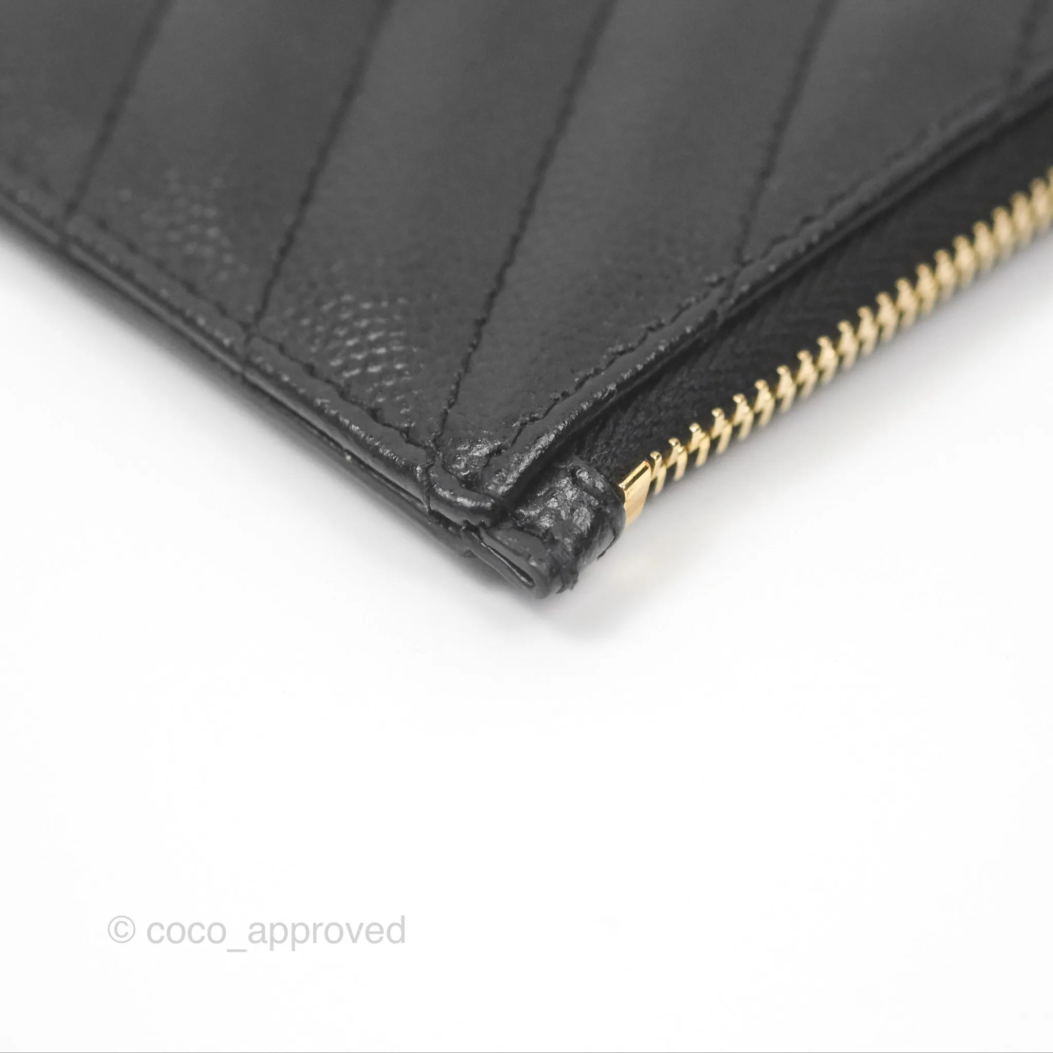 Saint Laurent Cassandre Matelasse Fragments Zipped Card Case Black Grain De Poudre