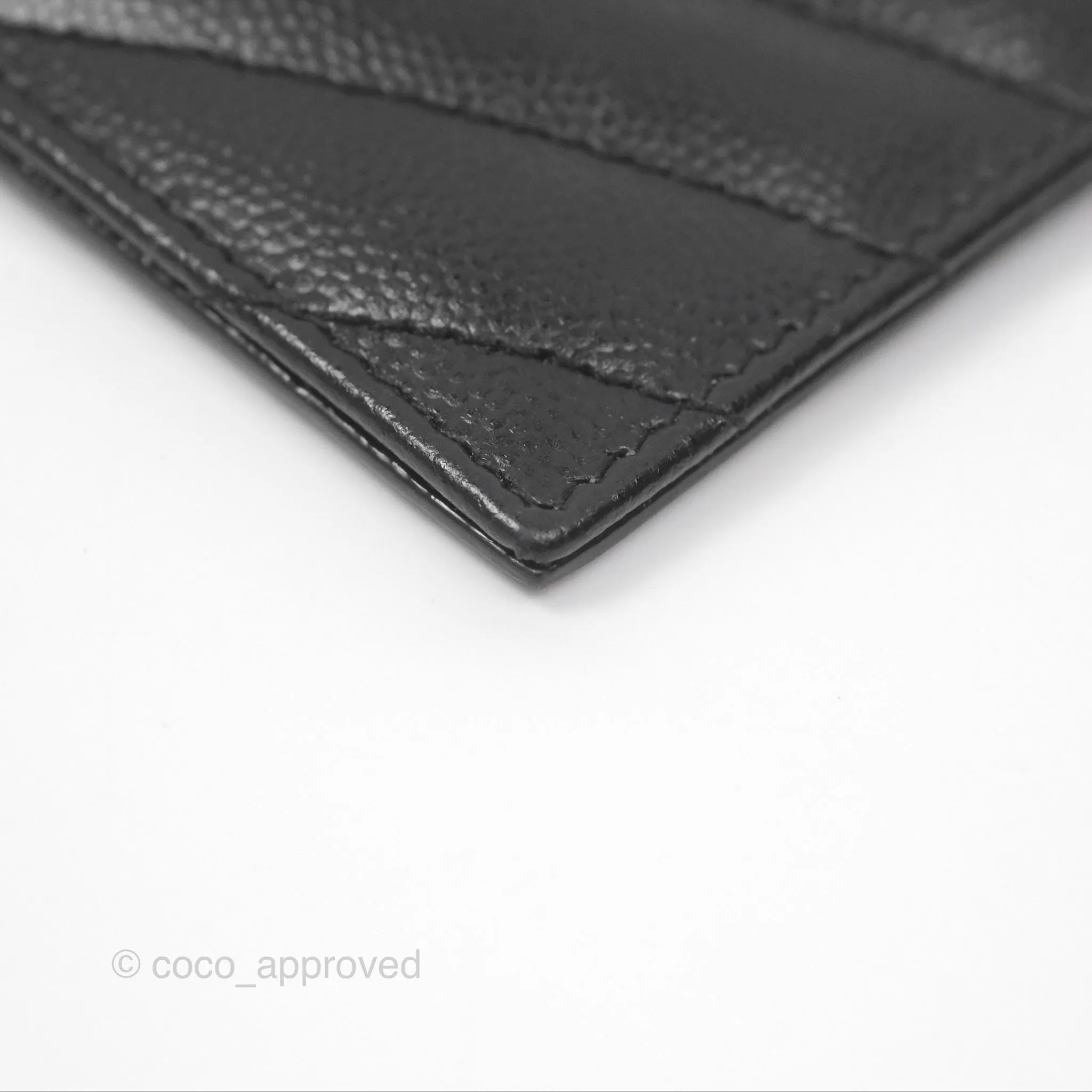 Saint Laurent Cassandre Matelasse Fragments Zipped Card Case Black Grain De Poudre