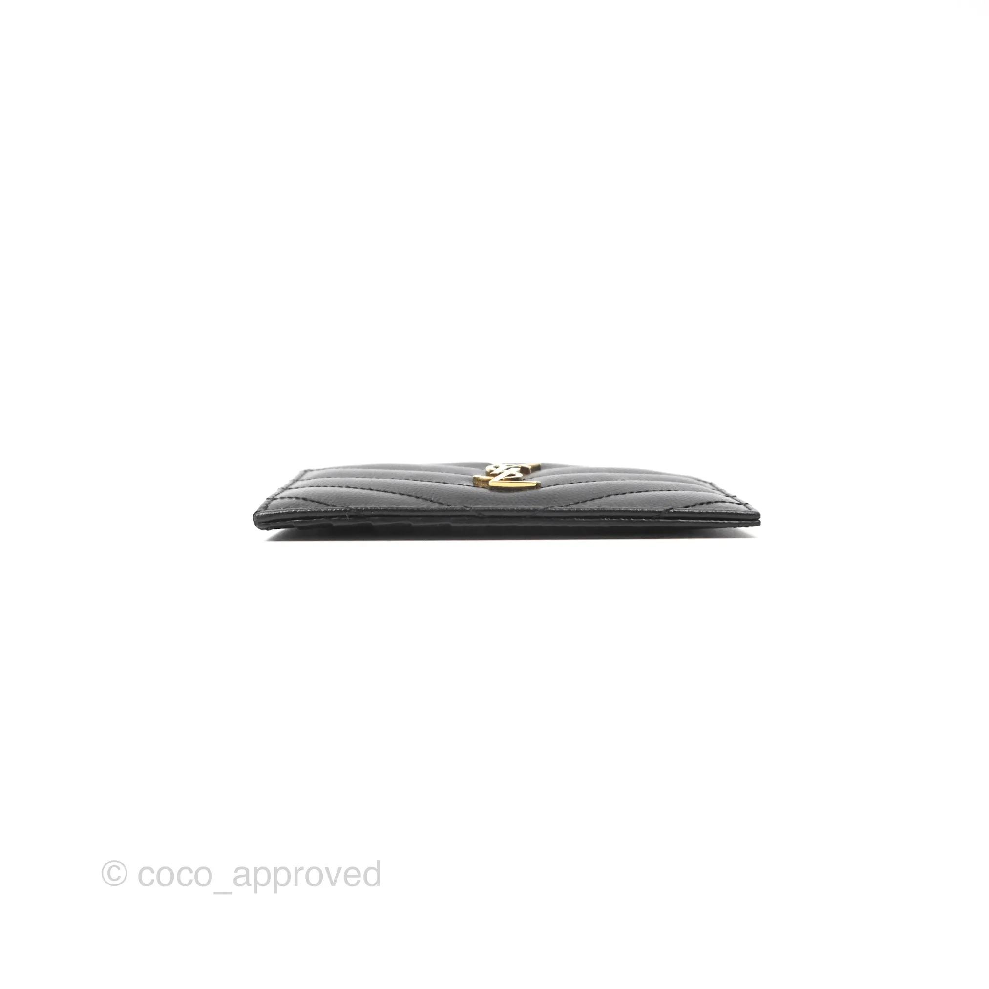Saint Laurent Cassandre Matelasse Fragments Zipped Card Case Black Grain De Poudre
