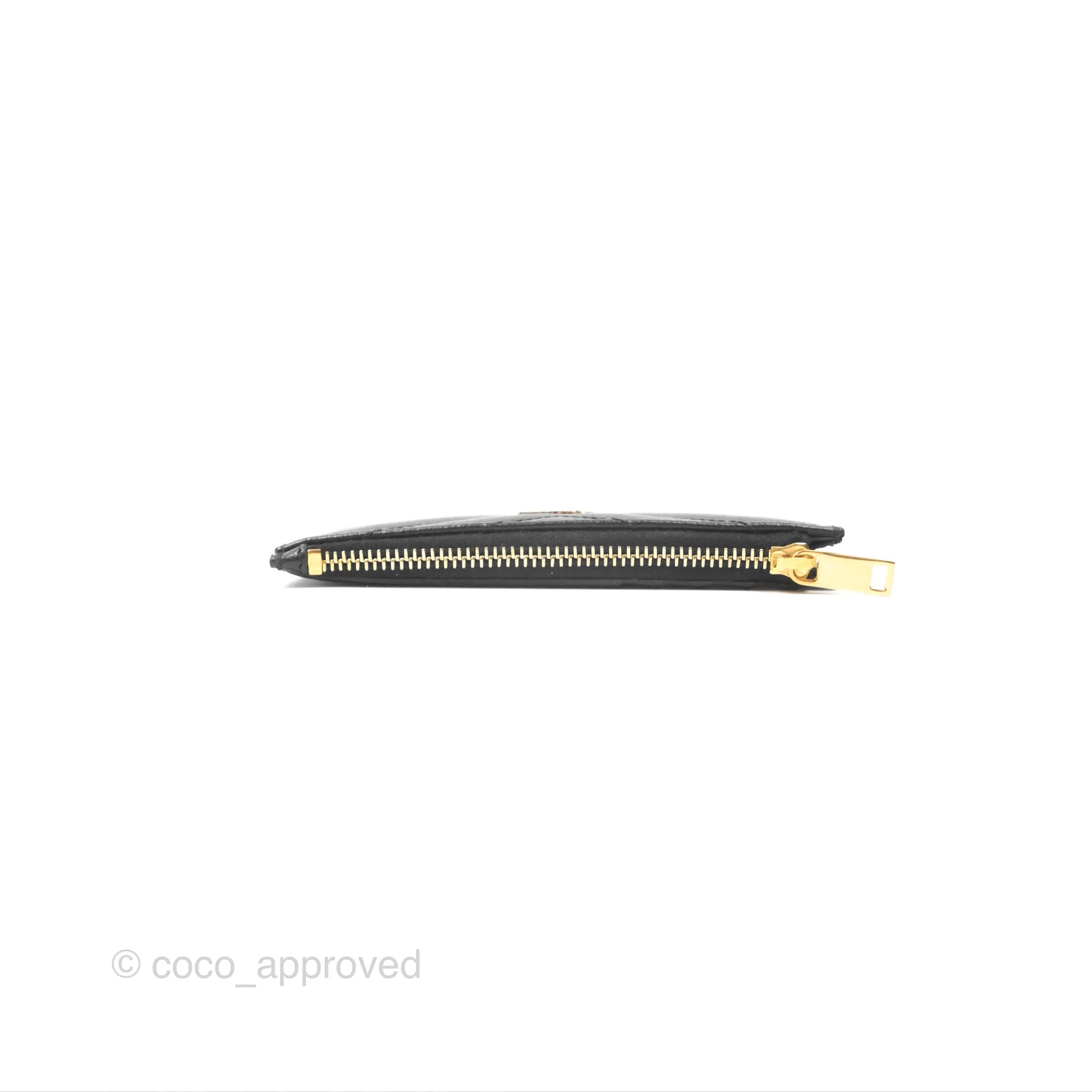 Saint Laurent Cassandre Matelasse Fragments Zipped Card Case Black Grain De Poudre