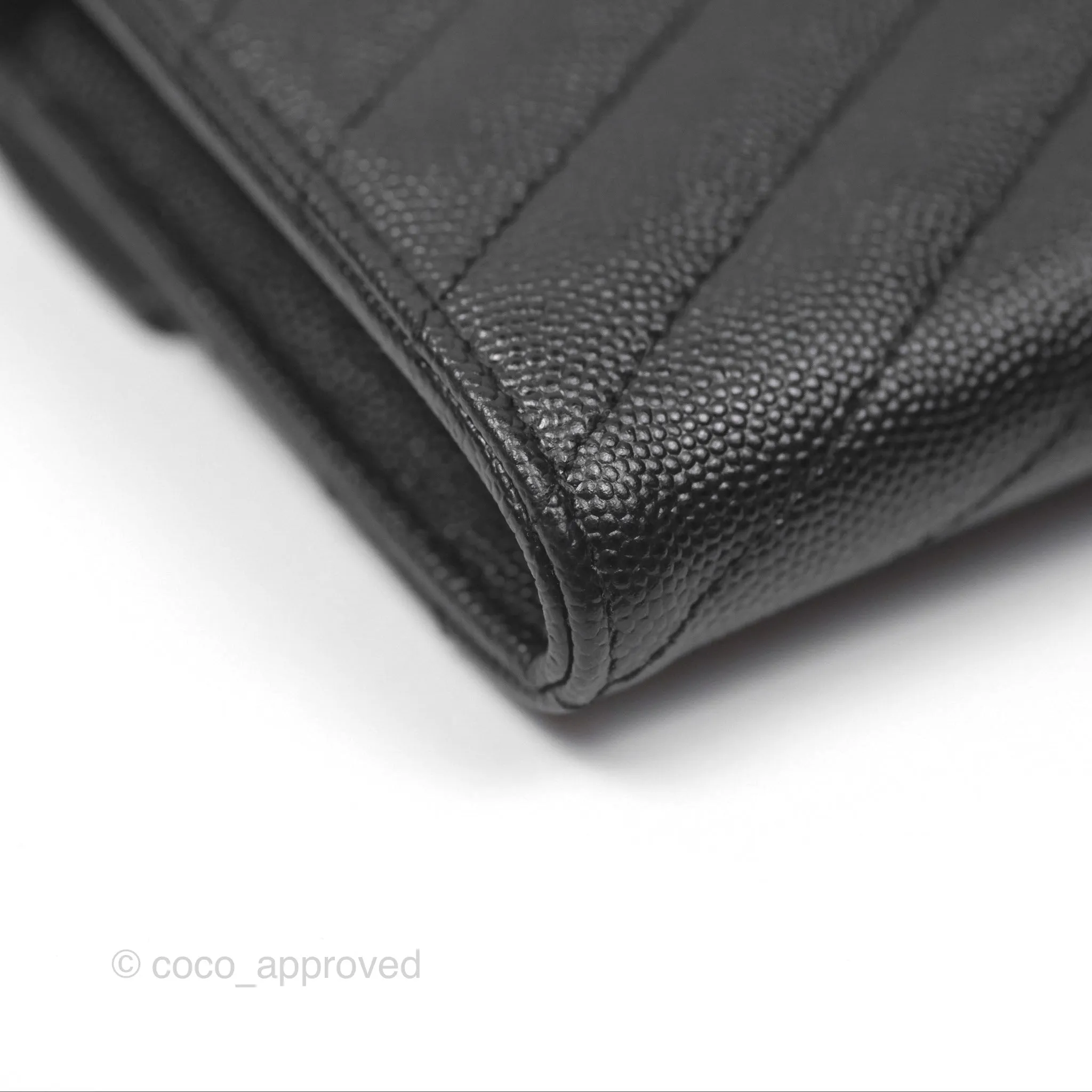 Saint Laurent Cassandre Matelasse Large Flap Wallet Black Grain De Poudre