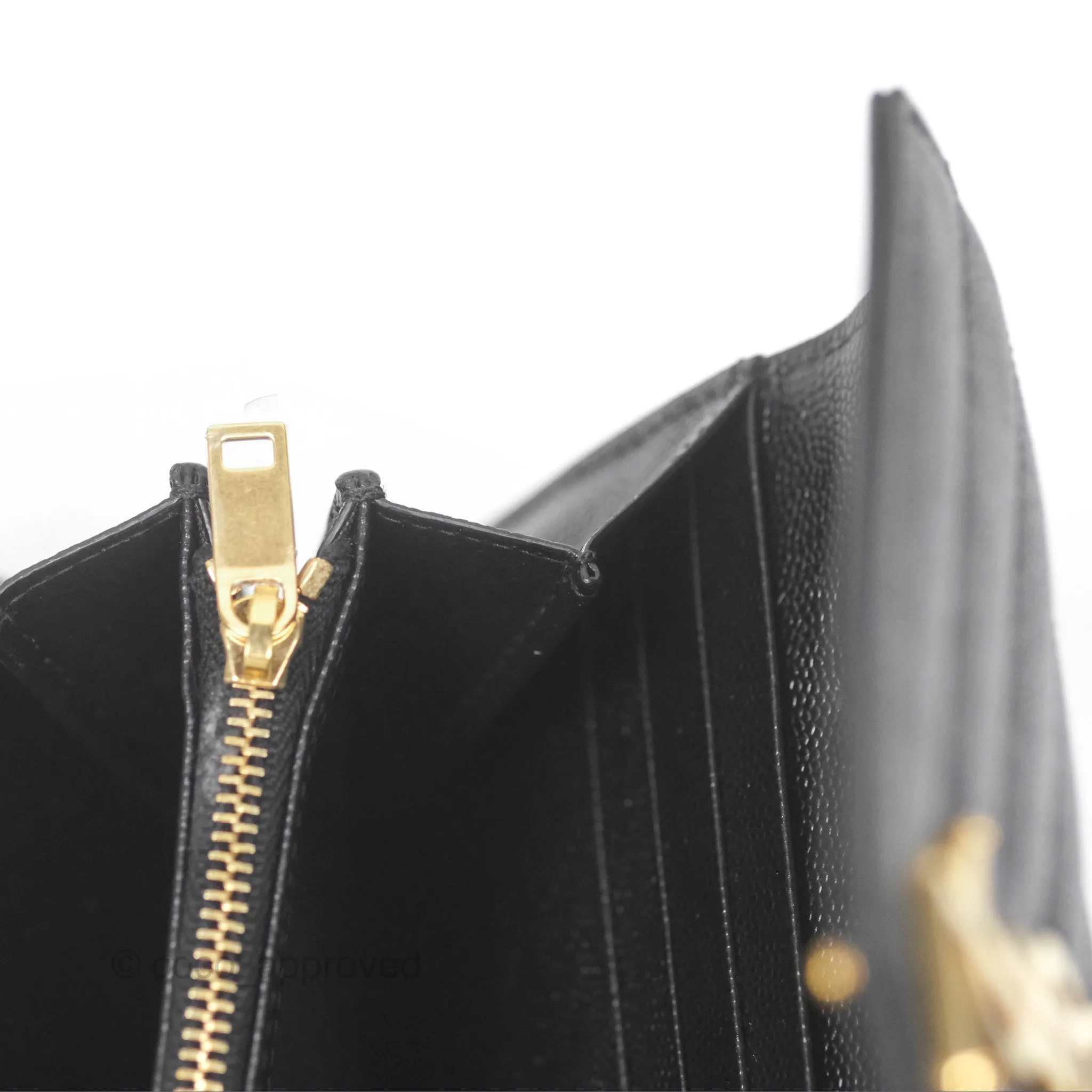 Saint Laurent Cassandre Matelasse Large Flap Wallet Black Grain De Poudre