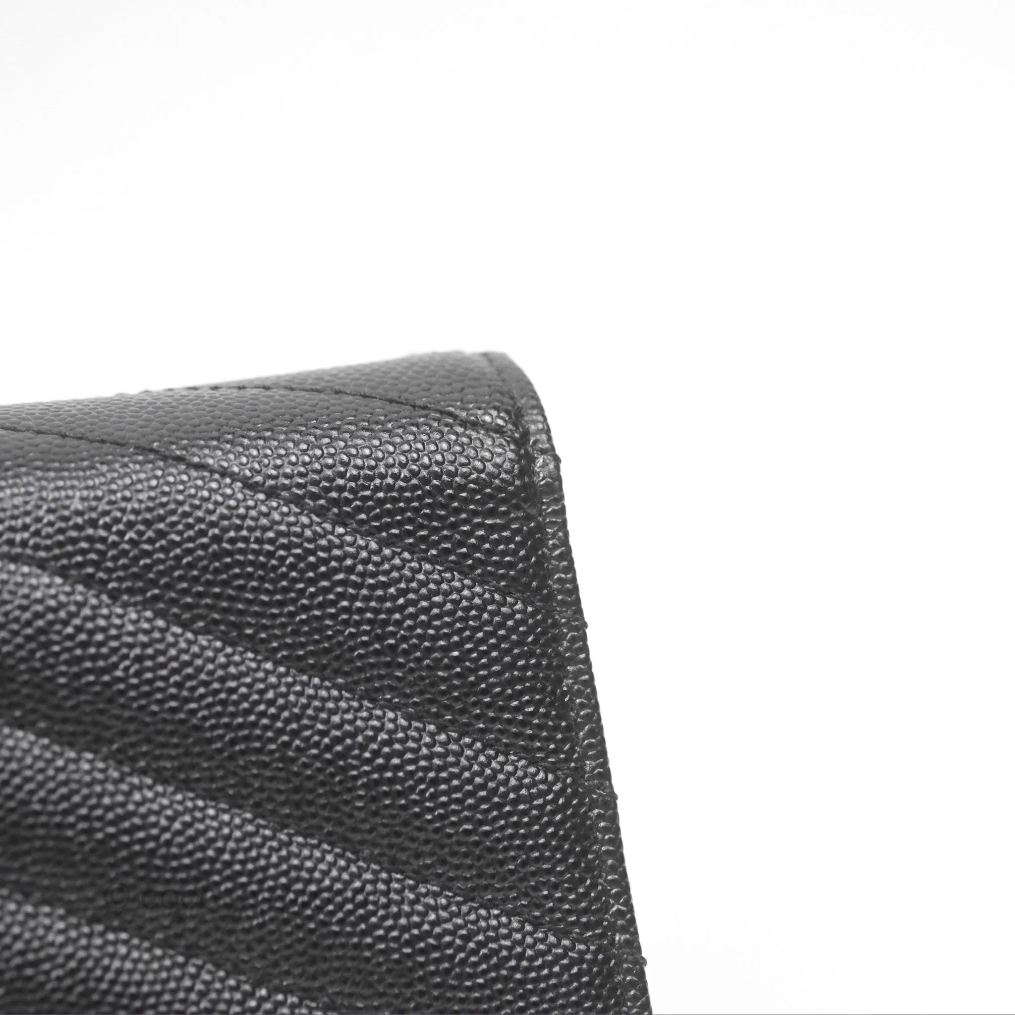 Saint Laurent Cassandre Matelasse Large Flap Wallet Black Grain De Poudre