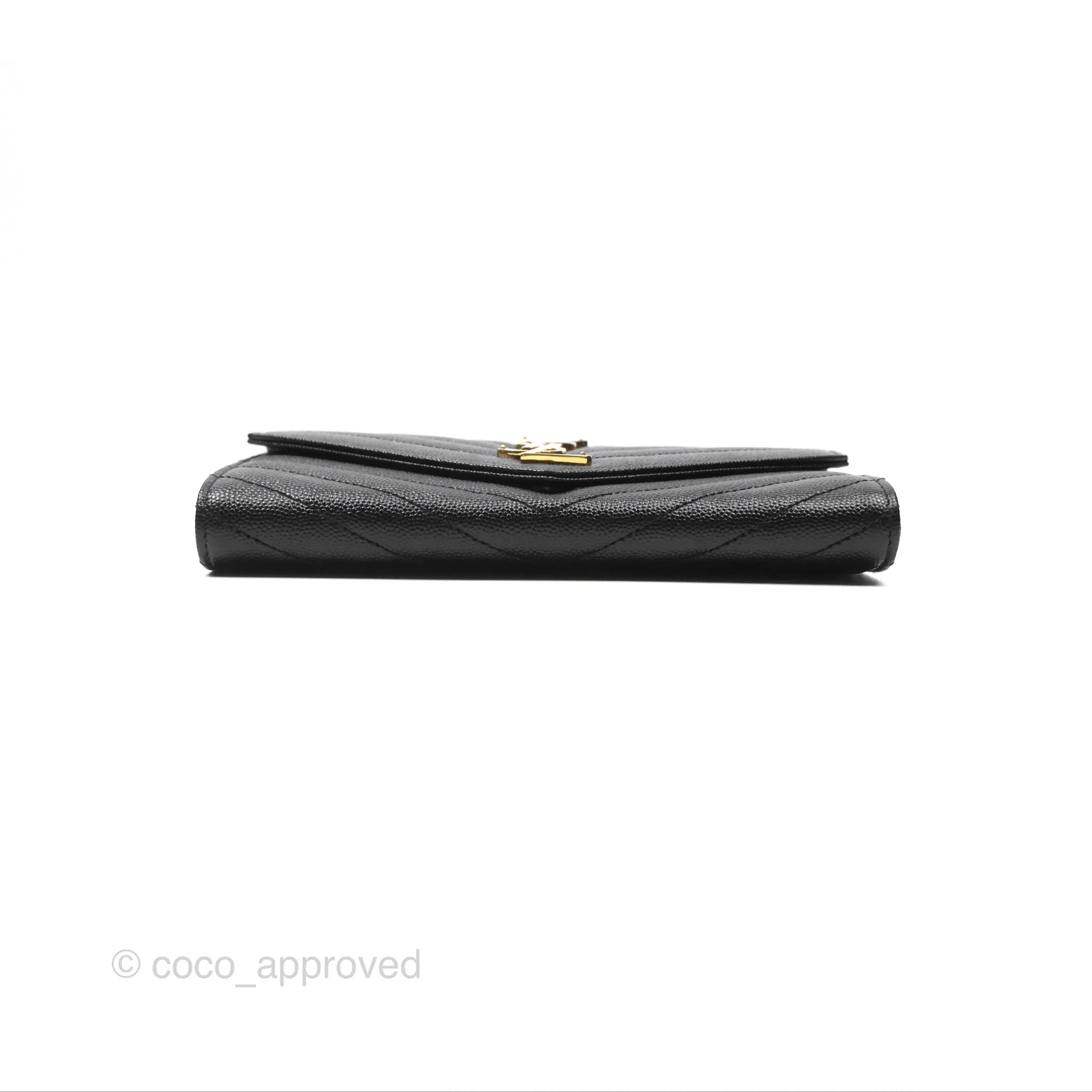 Saint Laurent Cassandre Matelasse Large Flap Wallet Black Grain De Poudre