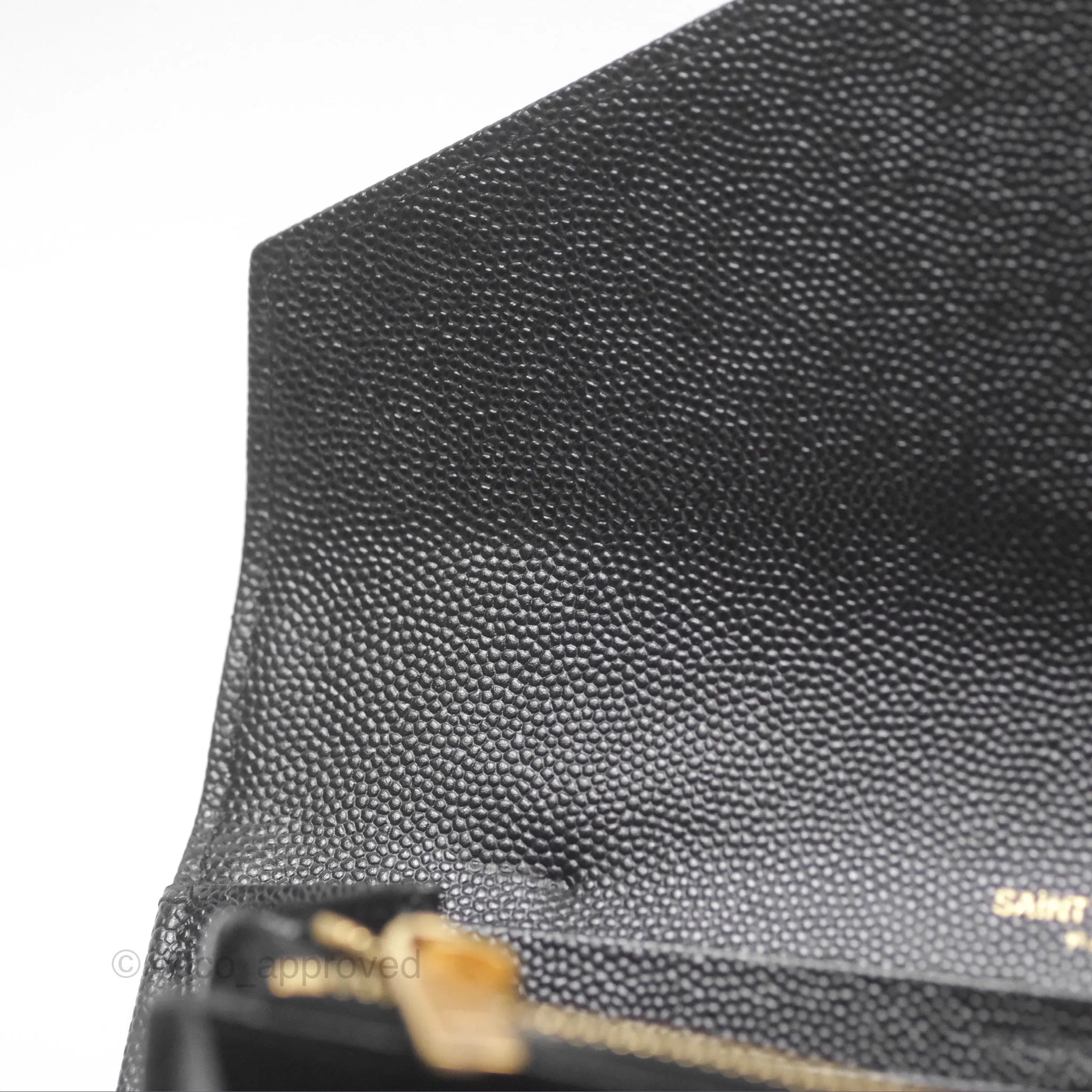 Saint Laurent Cassandre Matelasse Large Flap Wallet Black Grain De Poudre