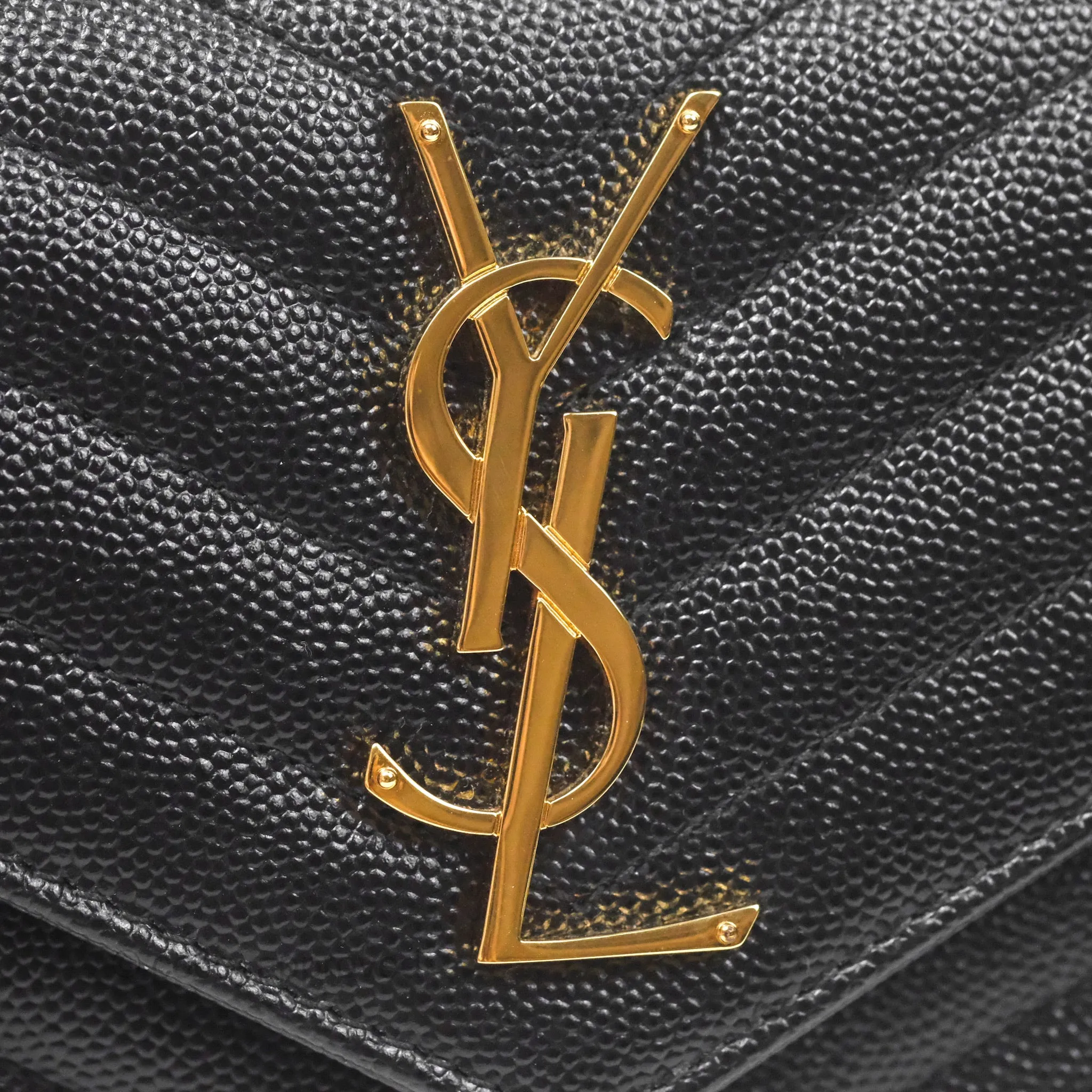 Saint Laurent Cassandre Matelasse Large Flap Wallet Black Grain De Poudre