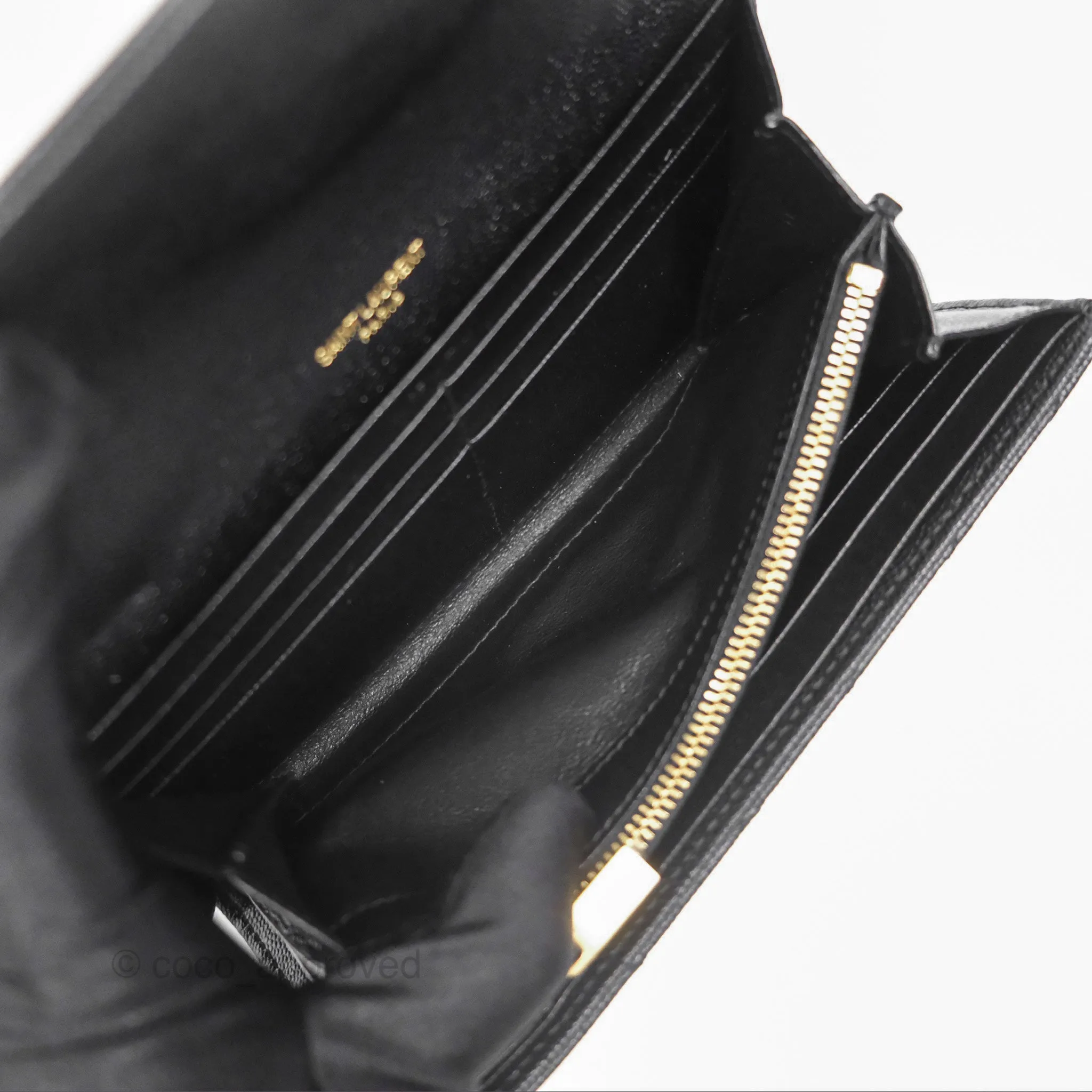 Saint Laurent Cassandre Matelasse Large Flap Wallet Black Grain De Poudre