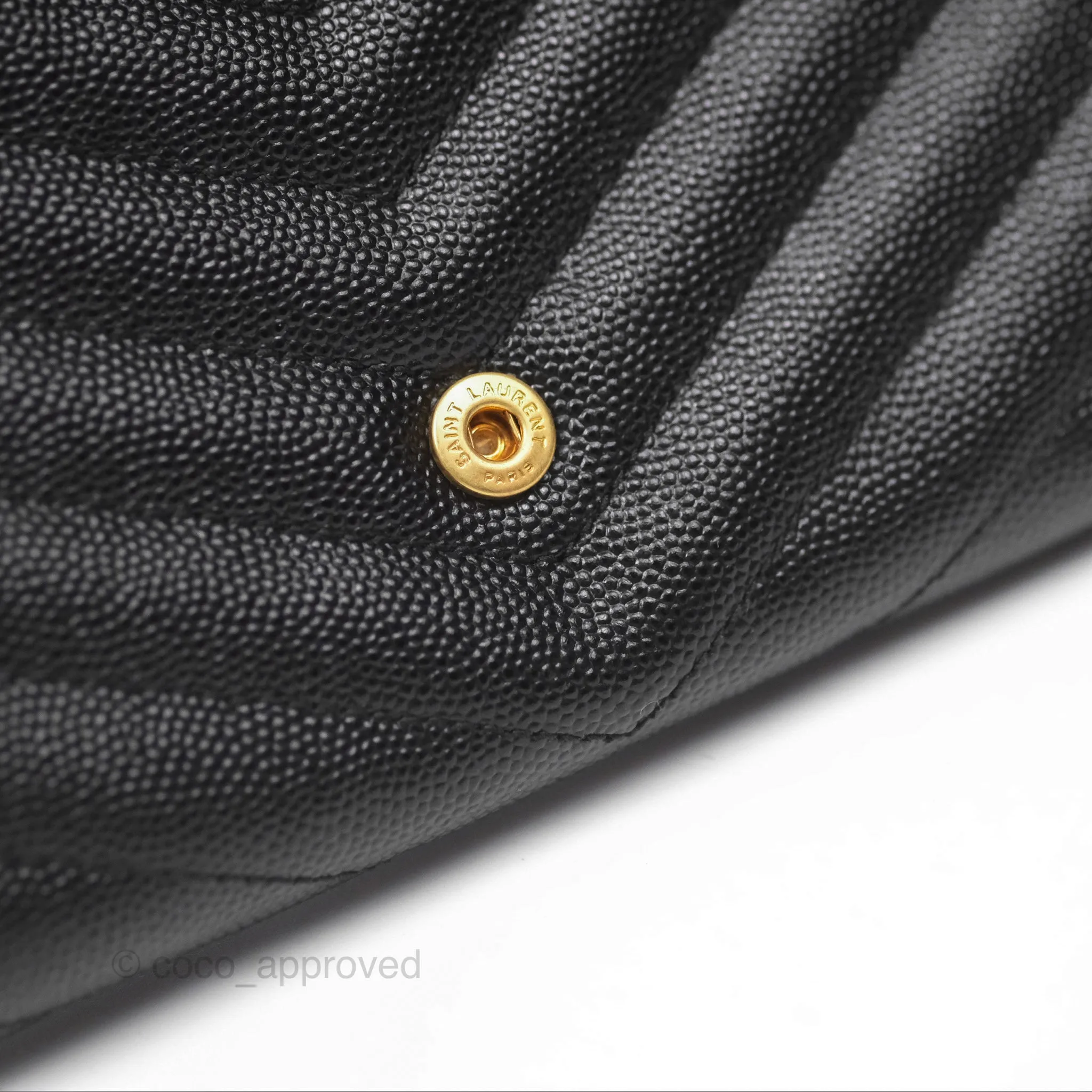 Saint Laurent Cassandre Matelasse Large Flap Wallet Black Grain De Poudre