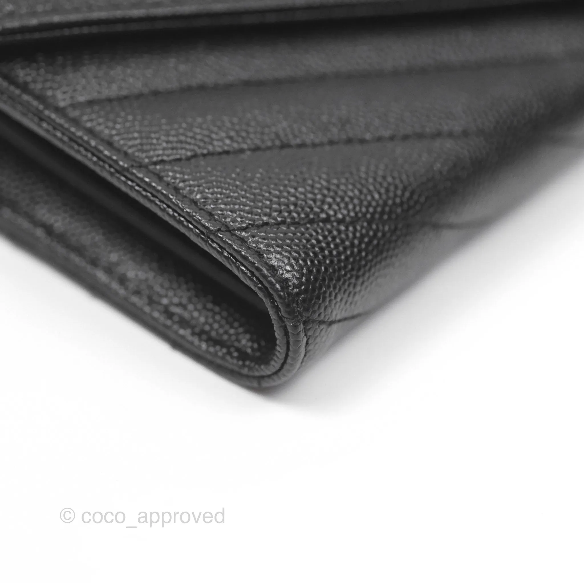Saint Laurent Cassandre Matelasse Large Flap Wallet Black Grain De Poudre