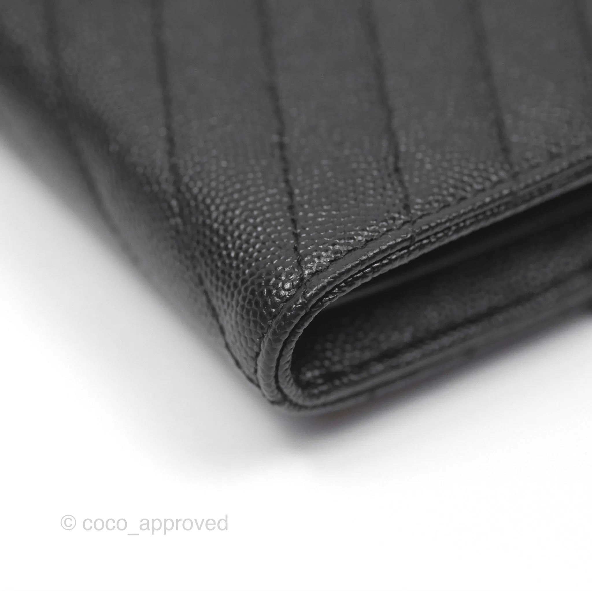 Saint Laurent Cassandre Matelasse Large Flap Wallet Black Grain De Poudre