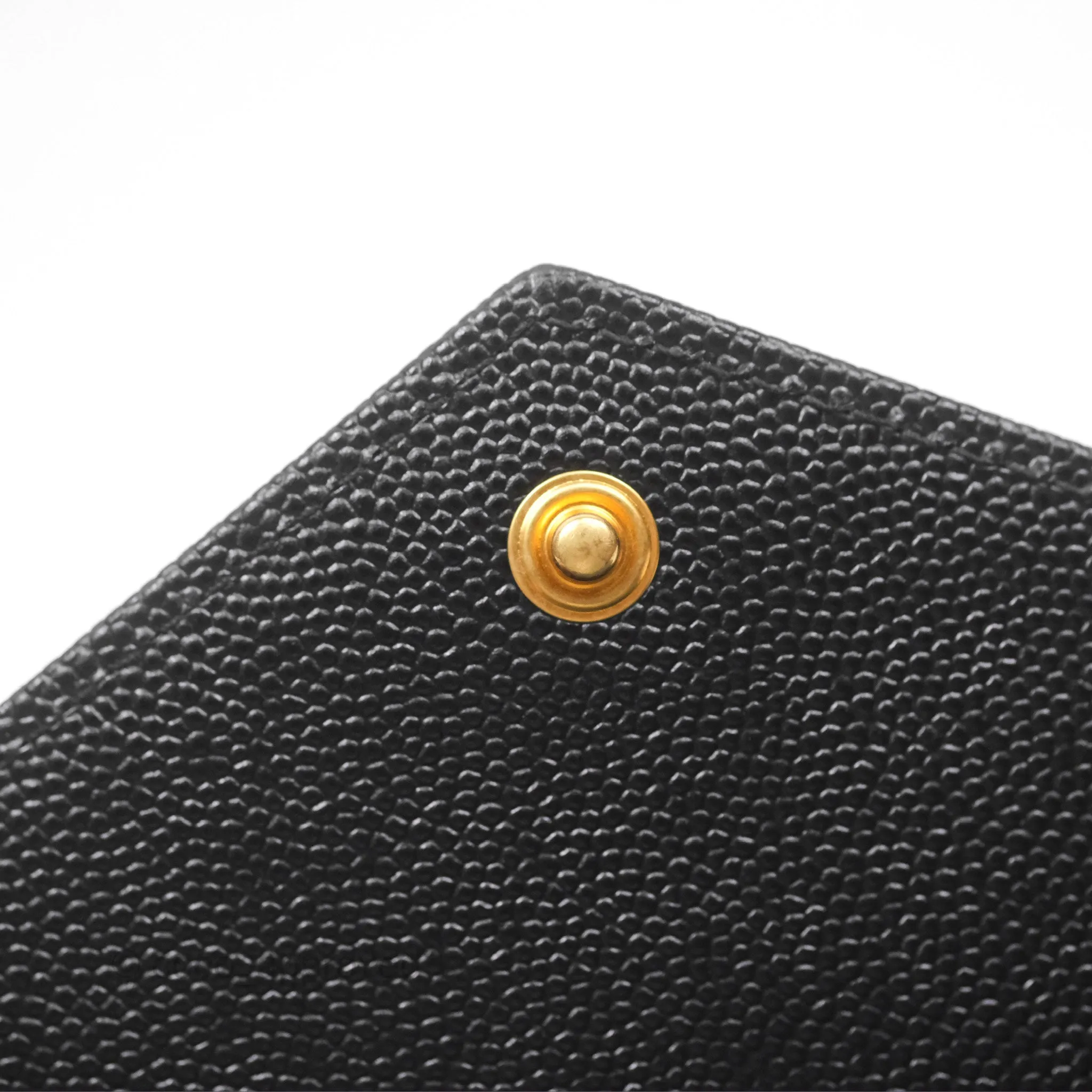 Saint Laurent Cassandre Matelasse Large Flap Wallet Black Grain De Poudre