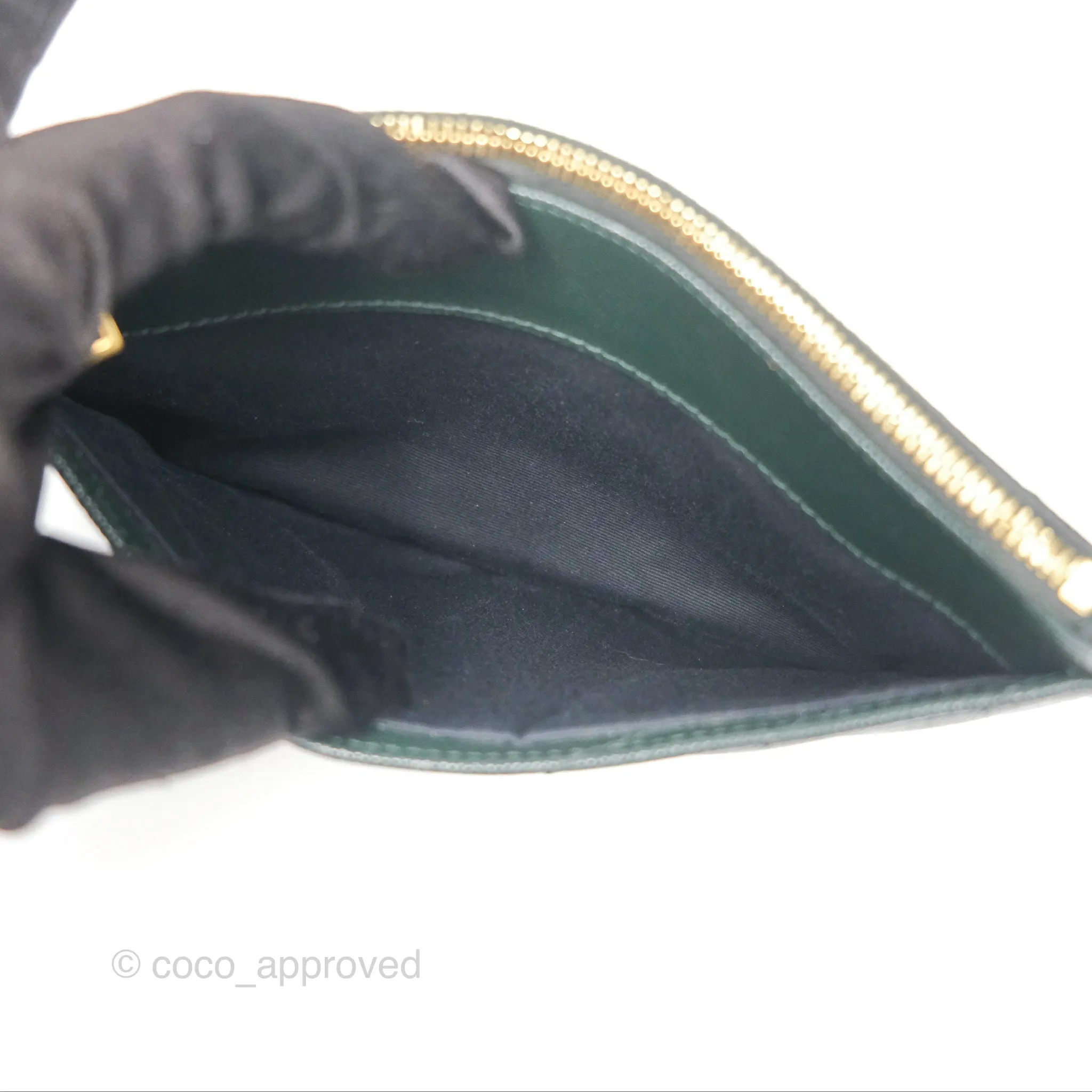 Saint Laurent Cassandre Matelasse Zipped Pouch Dark Green Gold Hardware