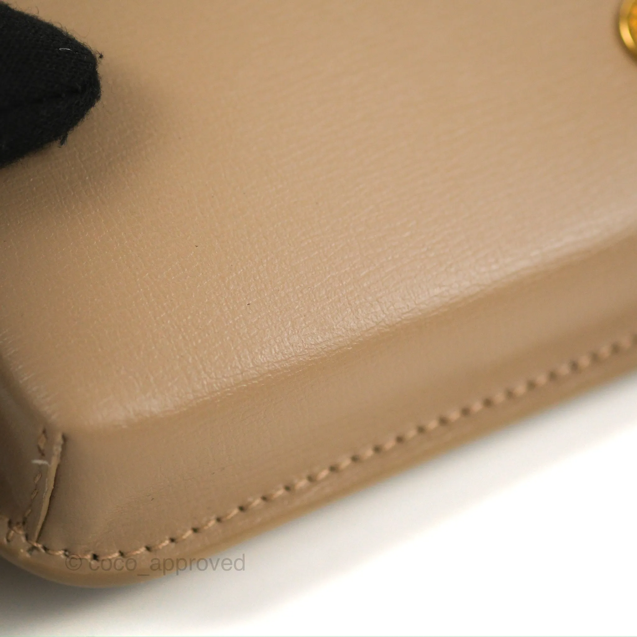 Saint Laurent Cassandre Phone Holder with Strap Smooth Calfskin Dark Beige