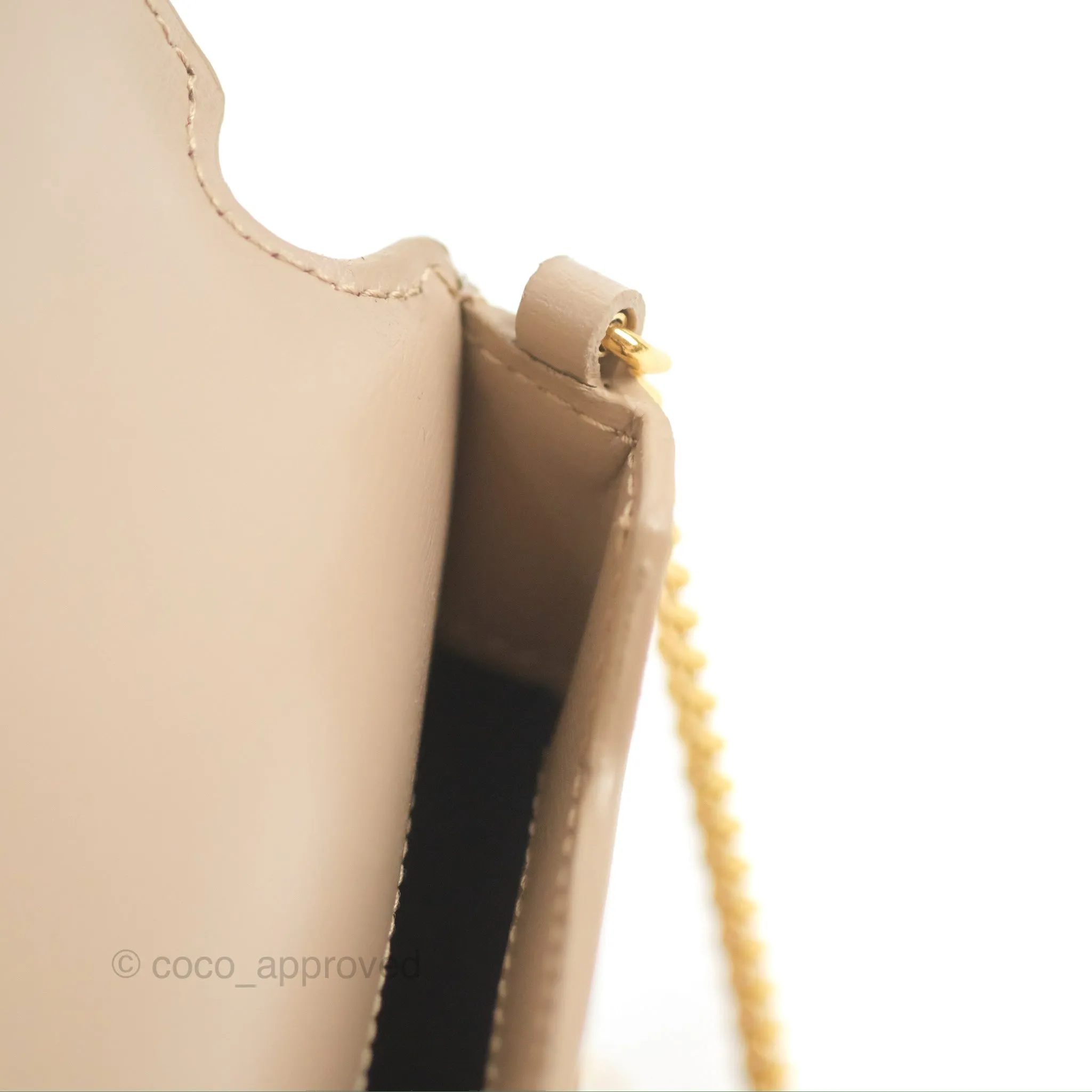 Saint Laurent Cassandre Phone Holder with Strap Smooth Calfskin Dark Beige