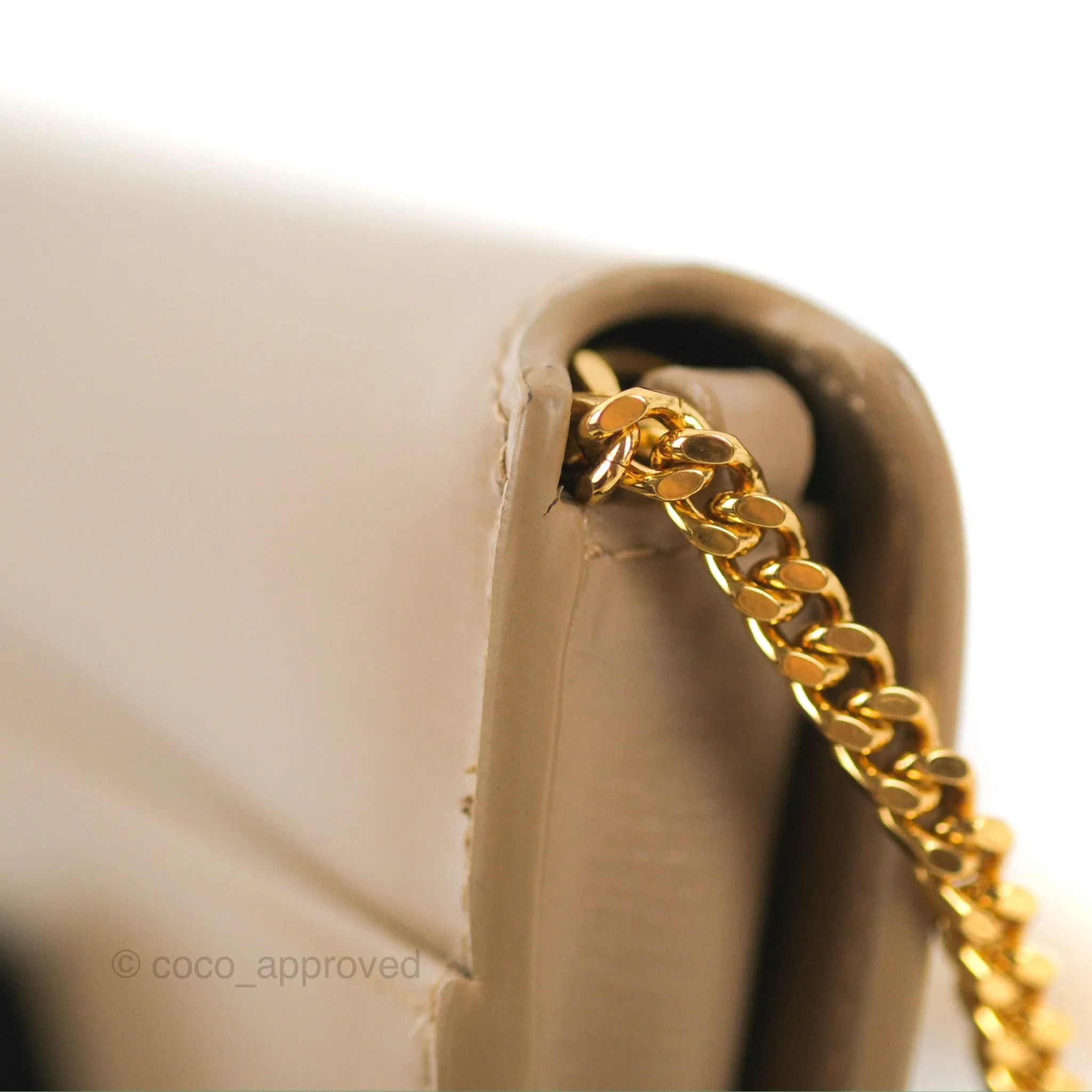 Saint Laurent Cassandre Phone Holder with Strap Smooth Calfskin Dark Beige