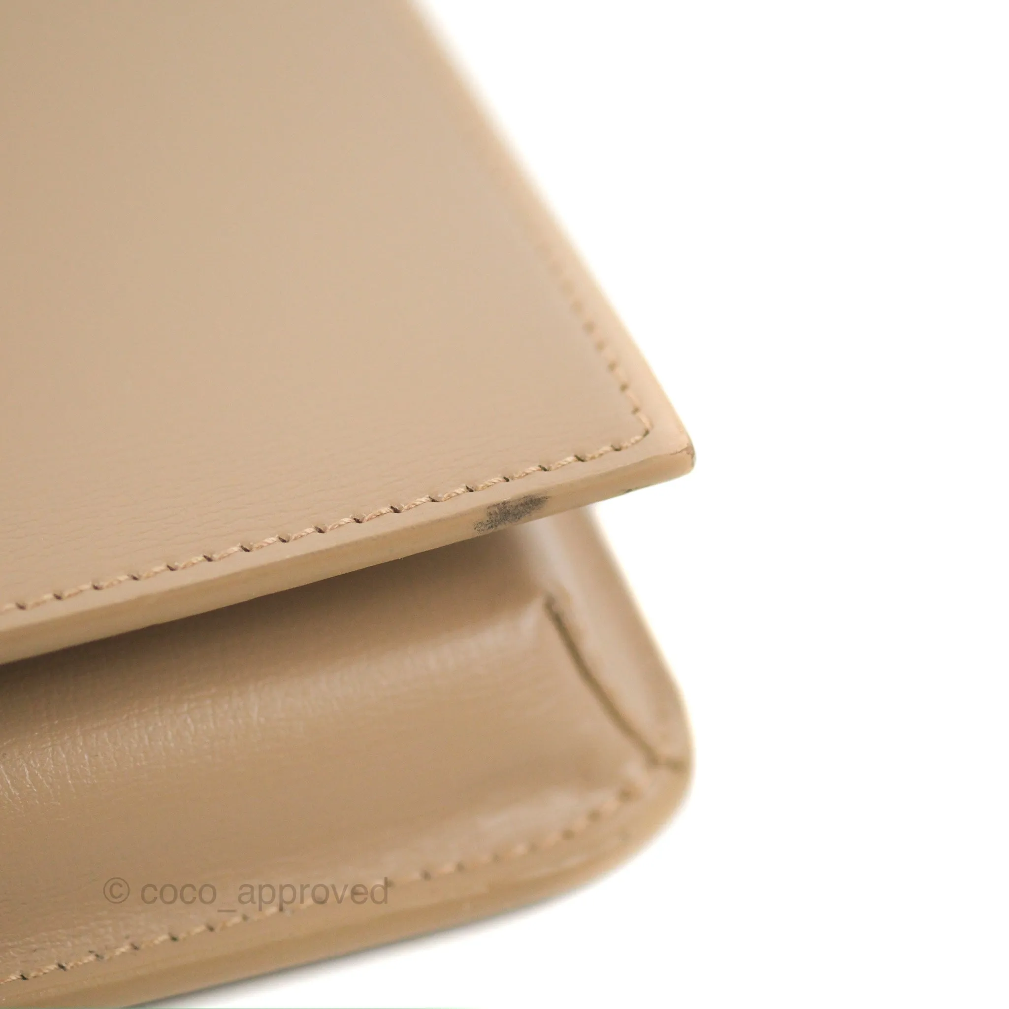 Saint Laurent Cassandre Phone Holder with Strap Smooth Calfskin Dark Beige