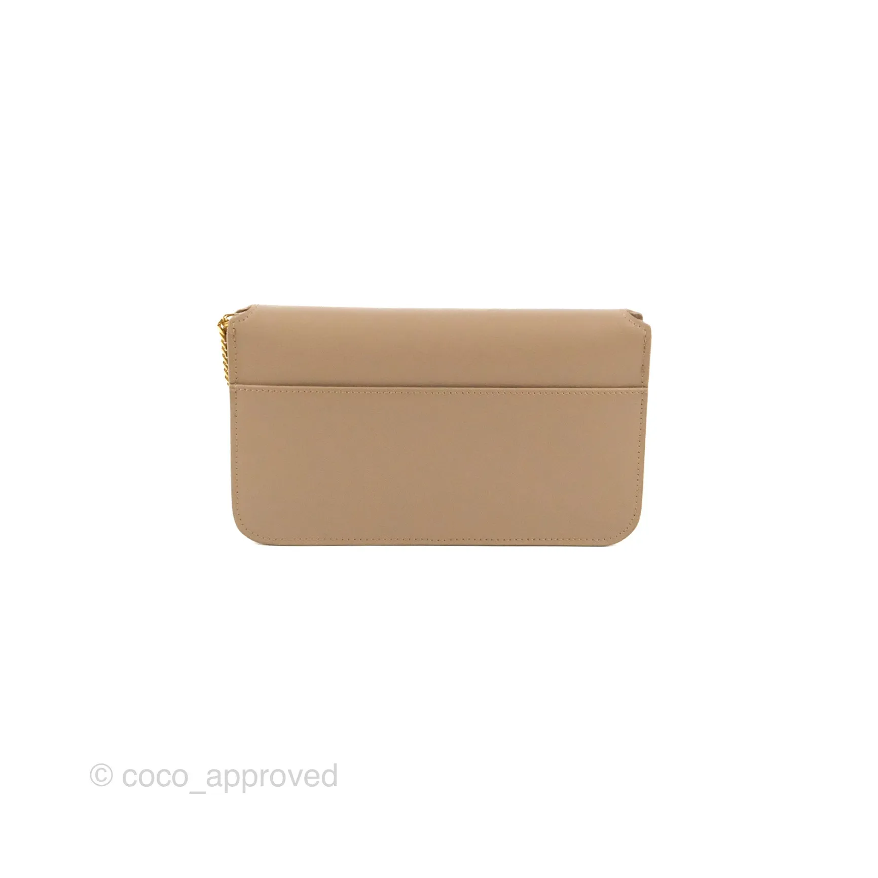 Saint Laurent Cassandre Phone Holder with Strap Smooth Calfskin Dark Beige