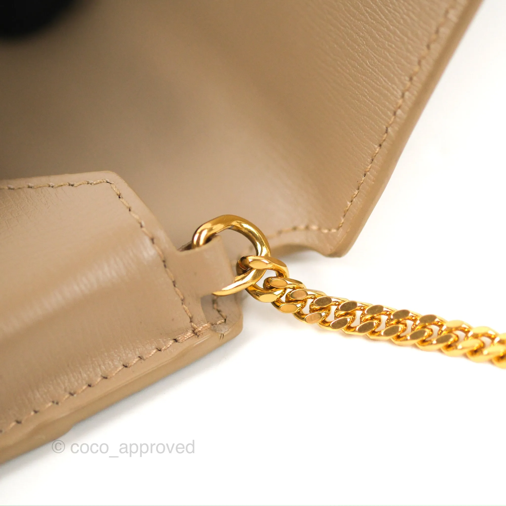 Saint Laurent Cassandre Phone Holder with Strap Smooth Calfskin Dark Beige