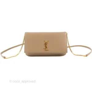 Saint Laurent Cassandre Phone Holder with Strap Smooth Calfskin Dark Beige