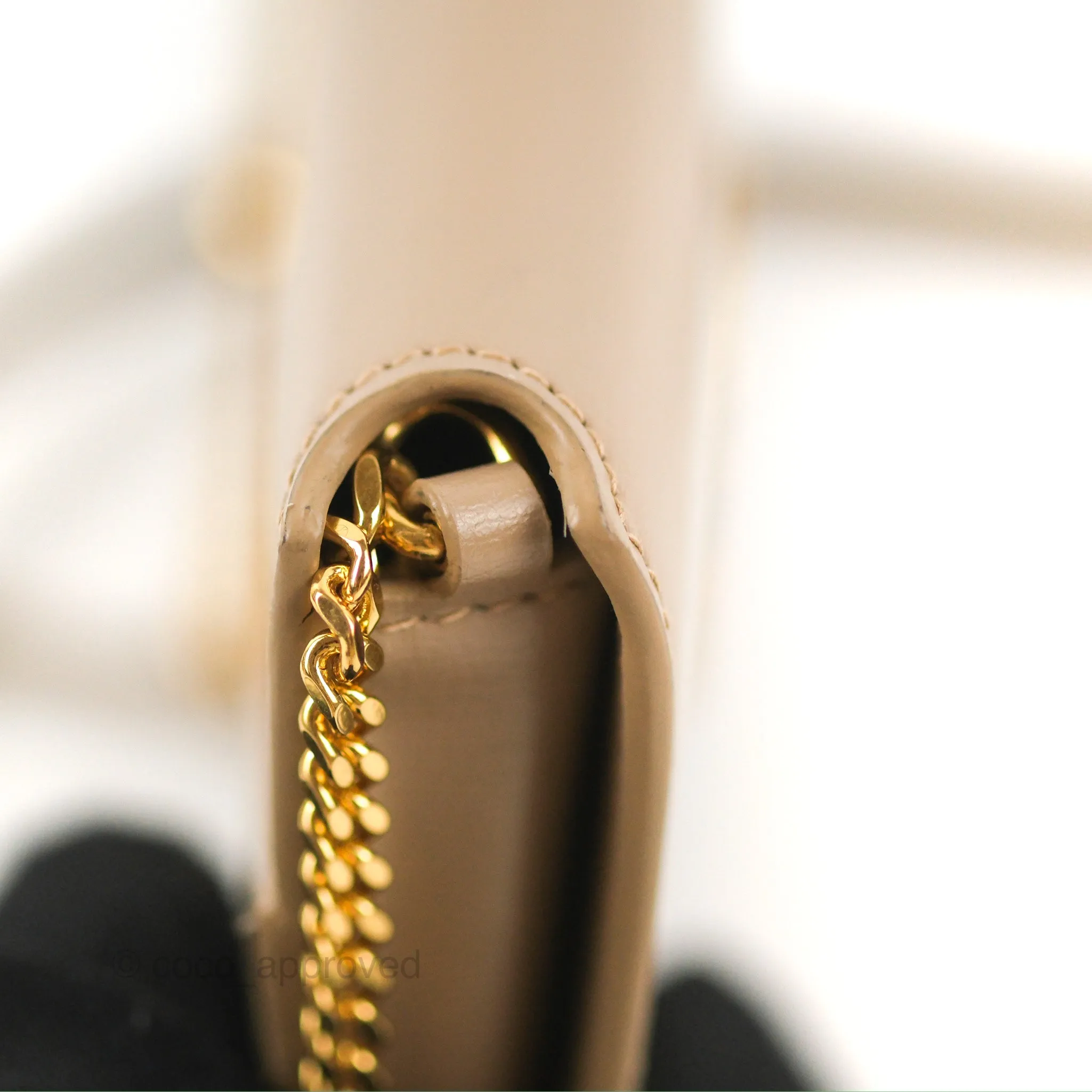 Saint Laurent Cassandre Phone Holder with Strap Smooth Calfskin Dark Beige