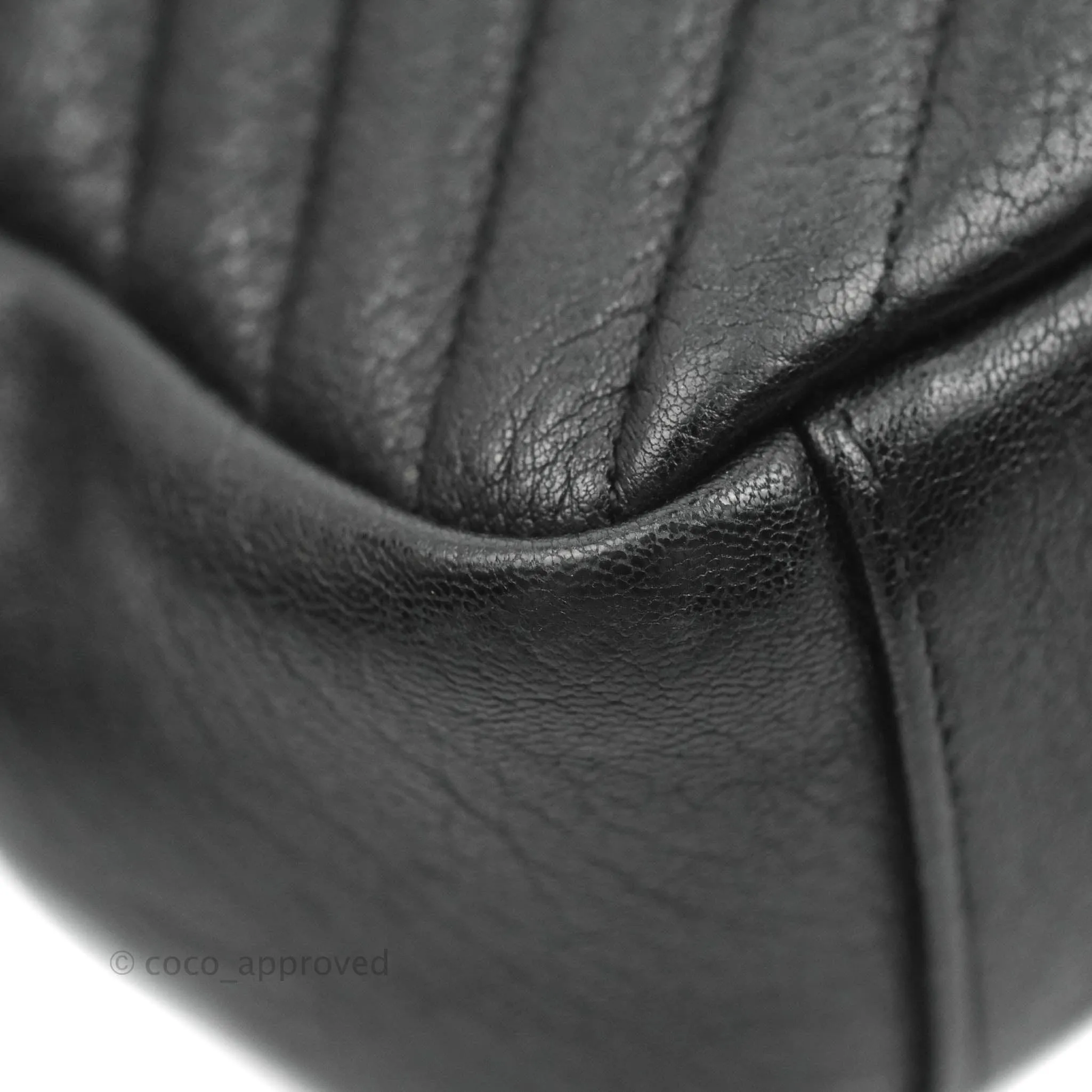 Saint Laurent Chevron Large College Black Chain Bag Ruthenium Hardware