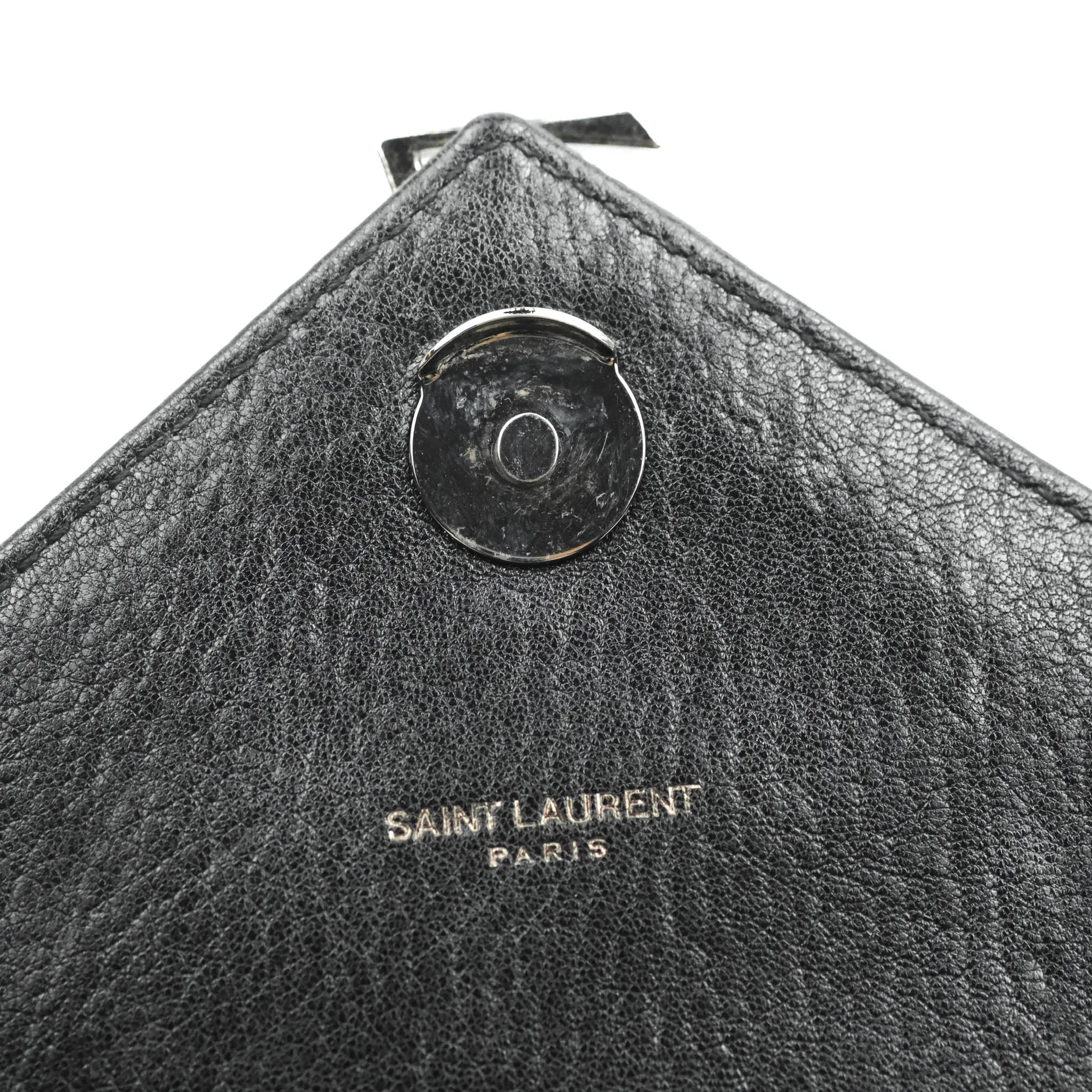 Saint Laurent Chevron Large College Black Chain Bag Ruthenium Hardware