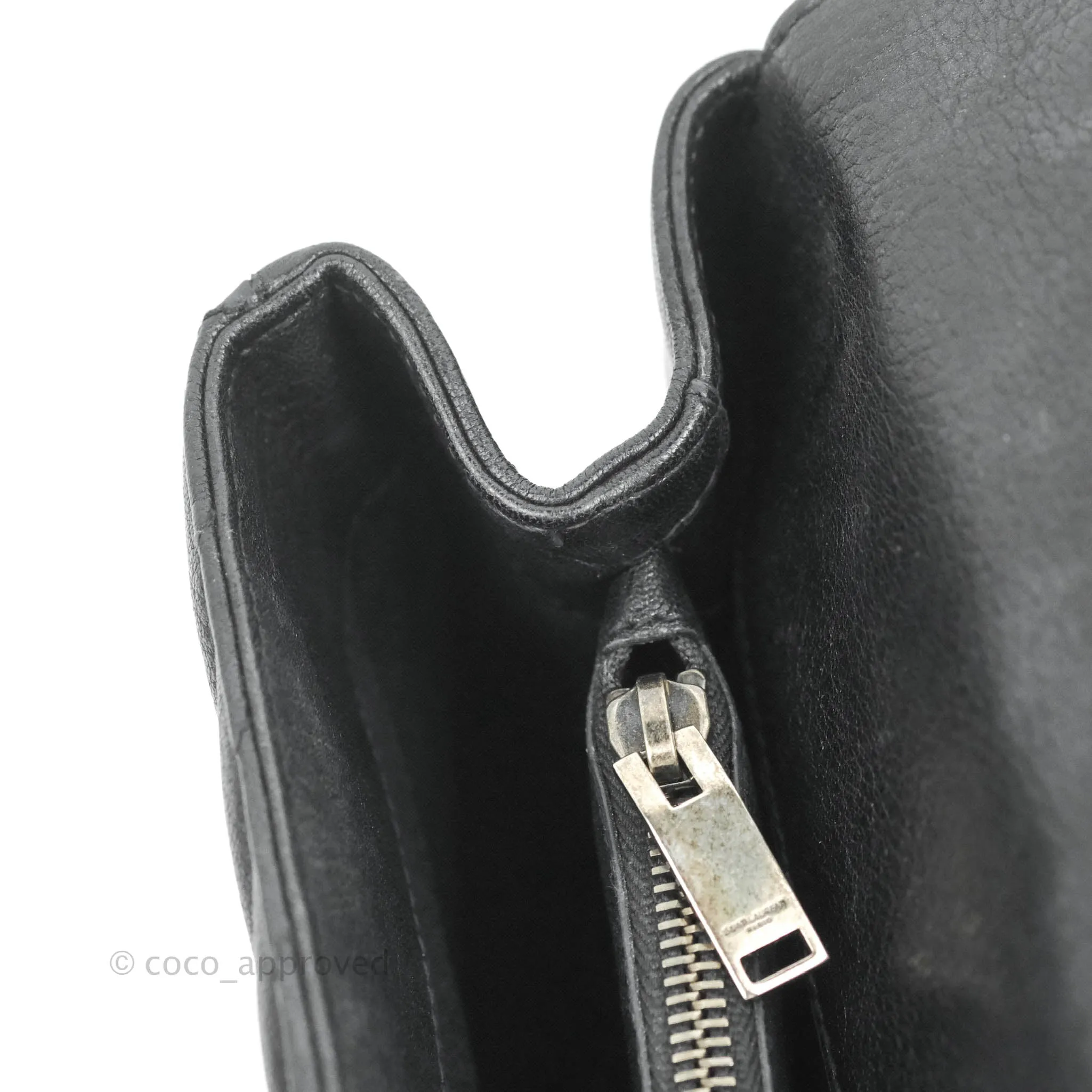 Saint Laurent Chevron Large College Black Chain Bag Ruthenium Hardware
