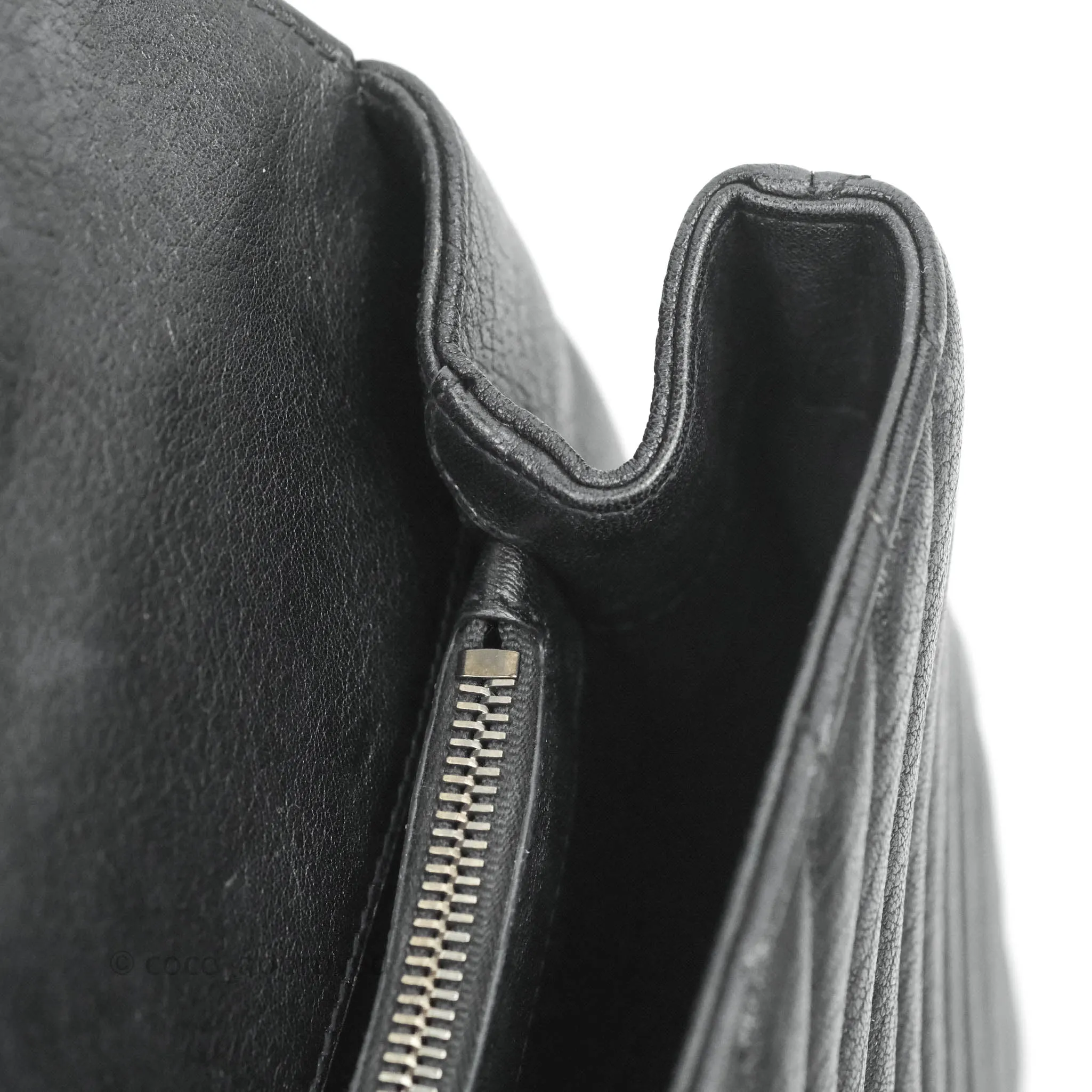 Saint Laurent Chevron Large College Black Chain Bag Ruthenium Hardware