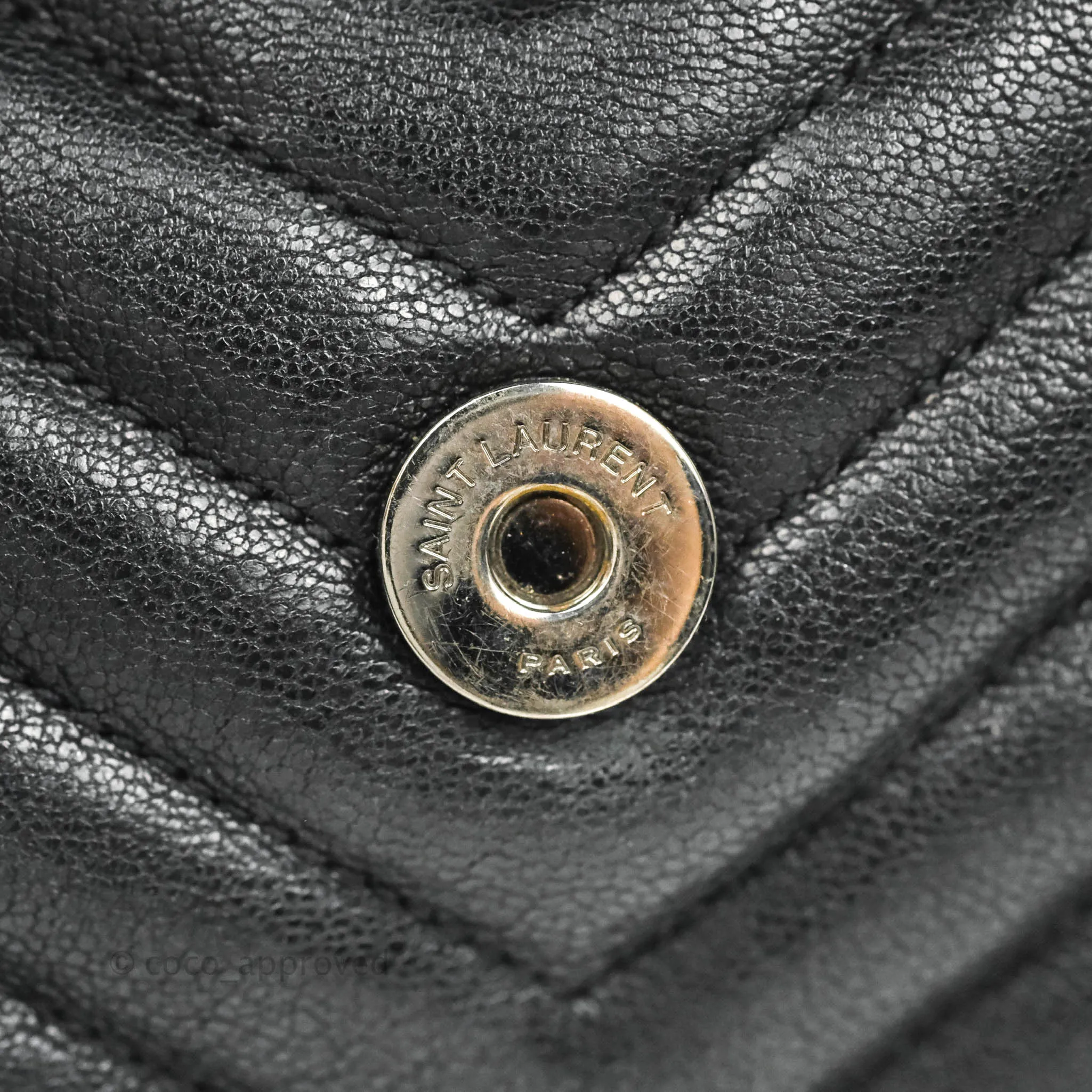 Saint Laurent Chevron Large College Black Chain Bag Ruthenium Hardware