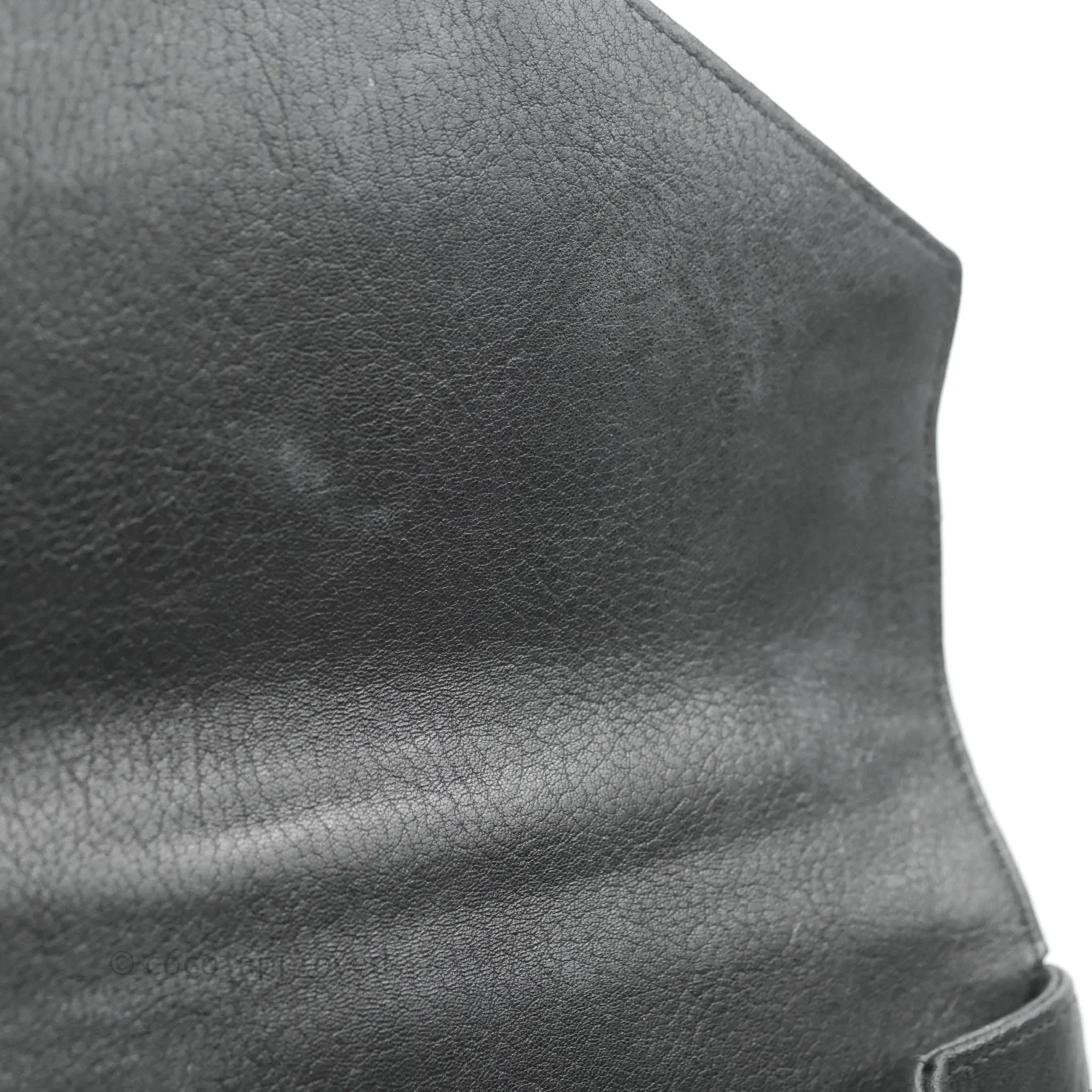 Saint Laurent Chevron Large College Black Chain Bag Ruthenium Hardware