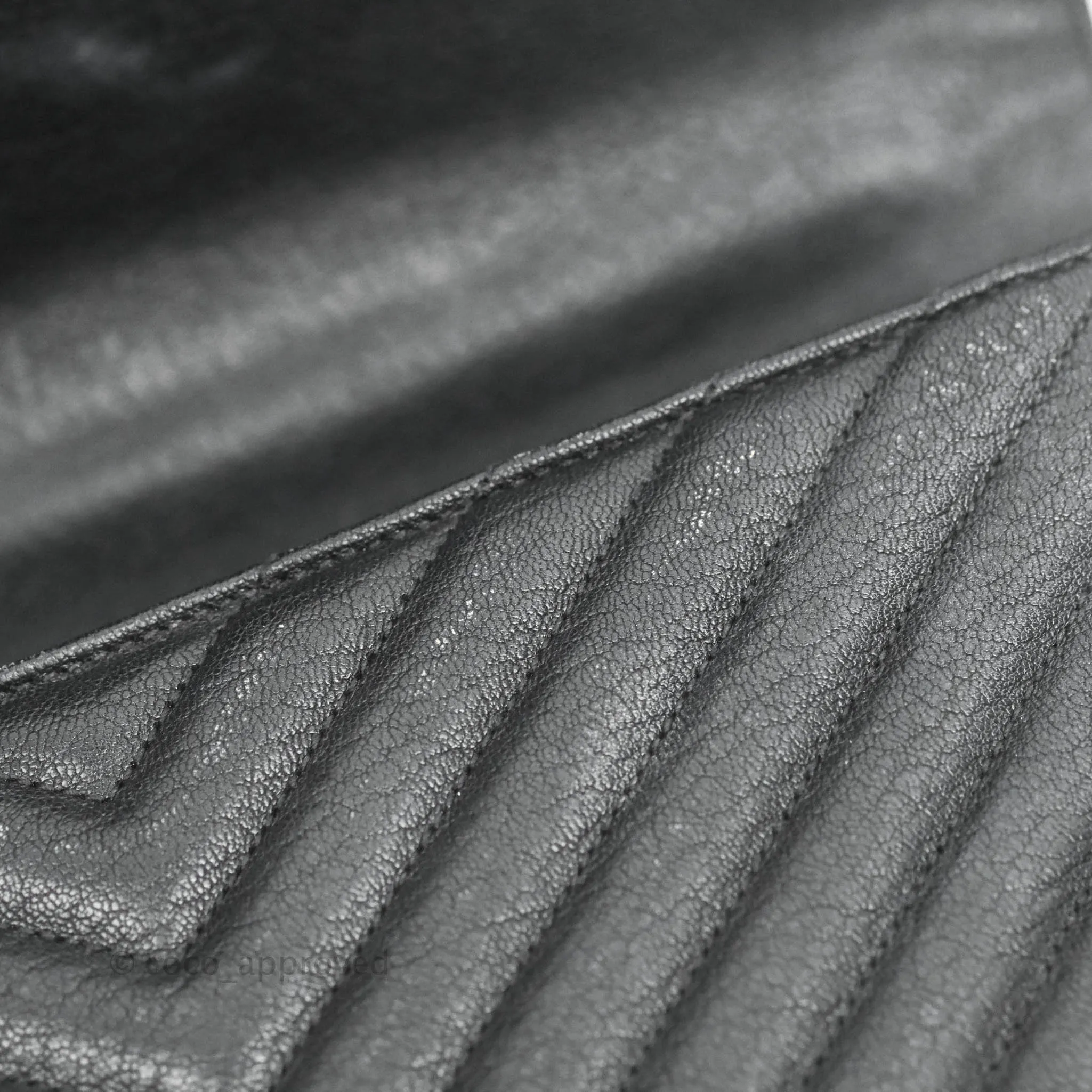 Saint Laurent Chevron Large College Black Chain Bag Ruthenium Hardware