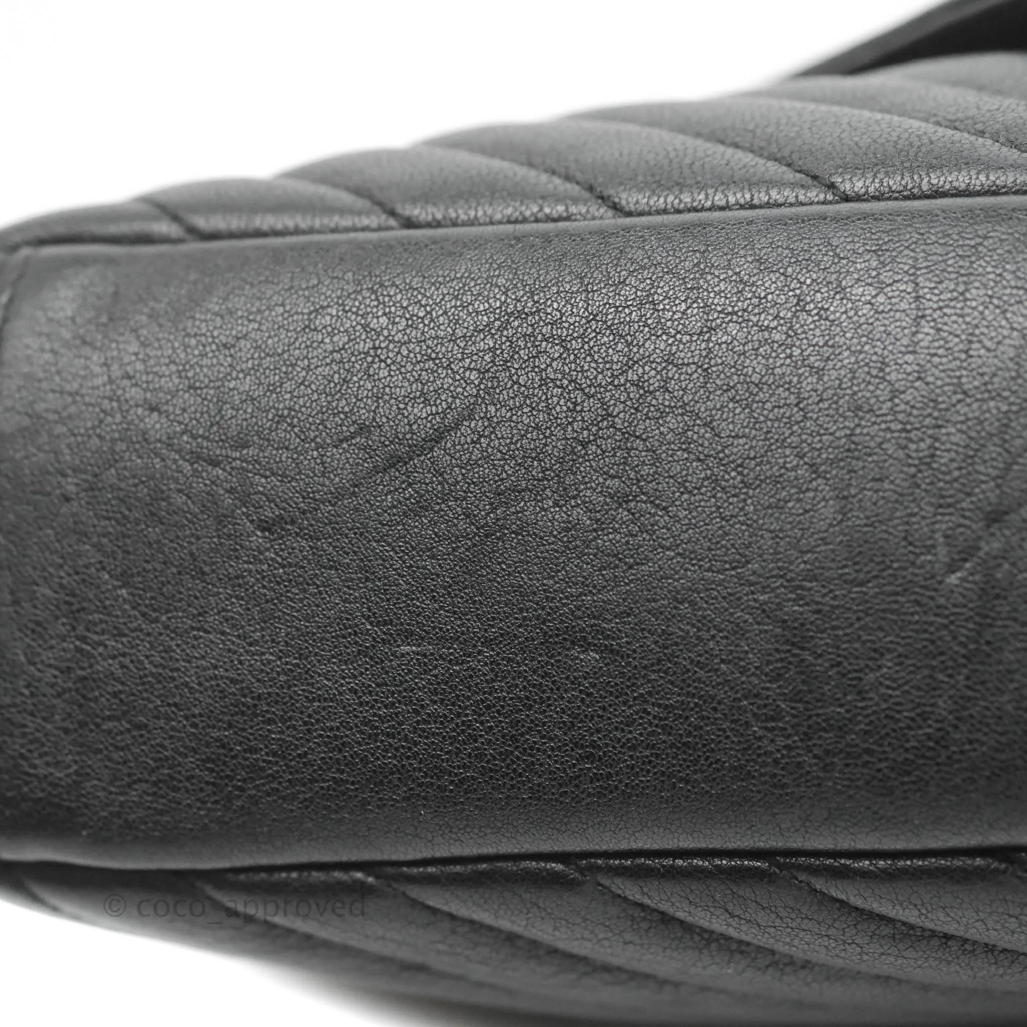Saint Laurent Chevron Large College Black Chain Bag Ruthenium Hardware