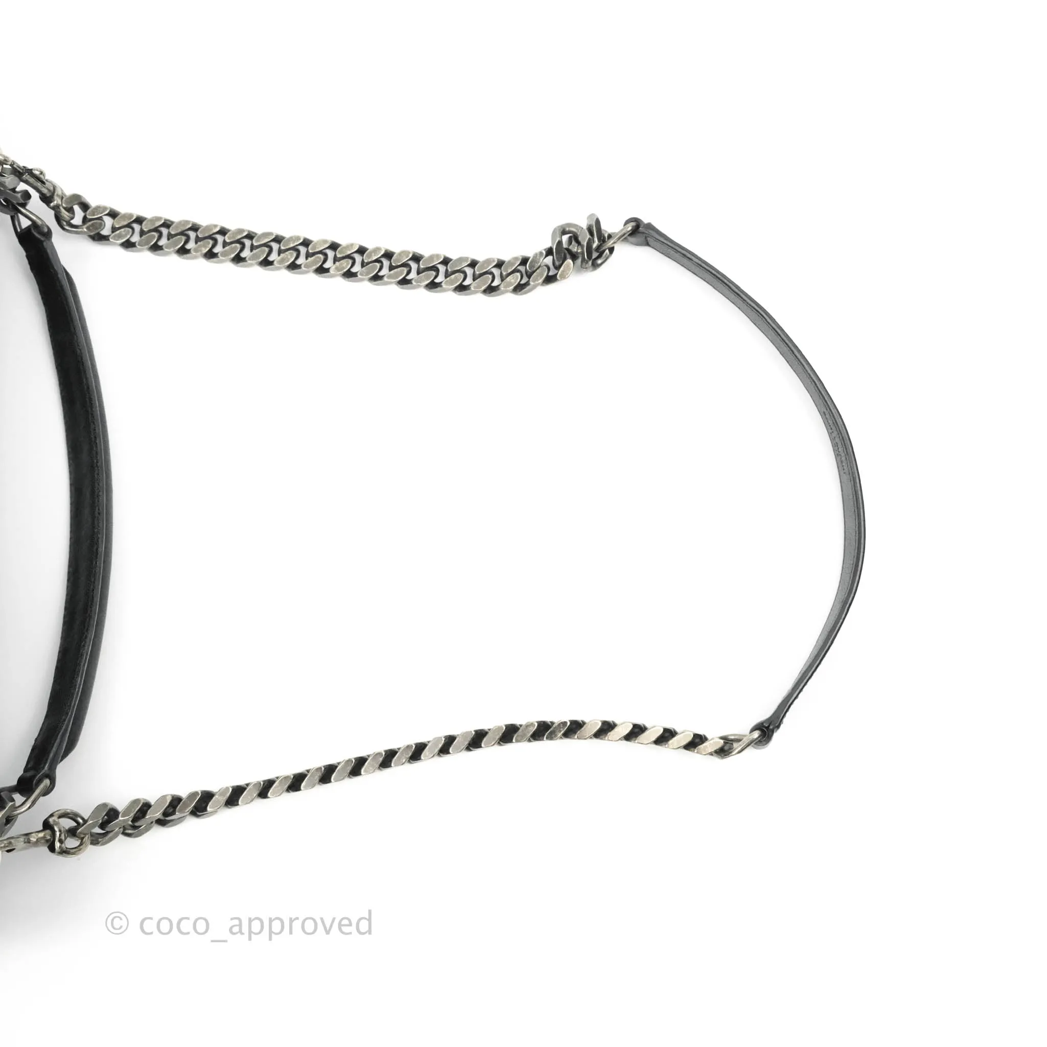 Saint Laurent Chevron Large College Black Chain Bag Ruthenium Hardware