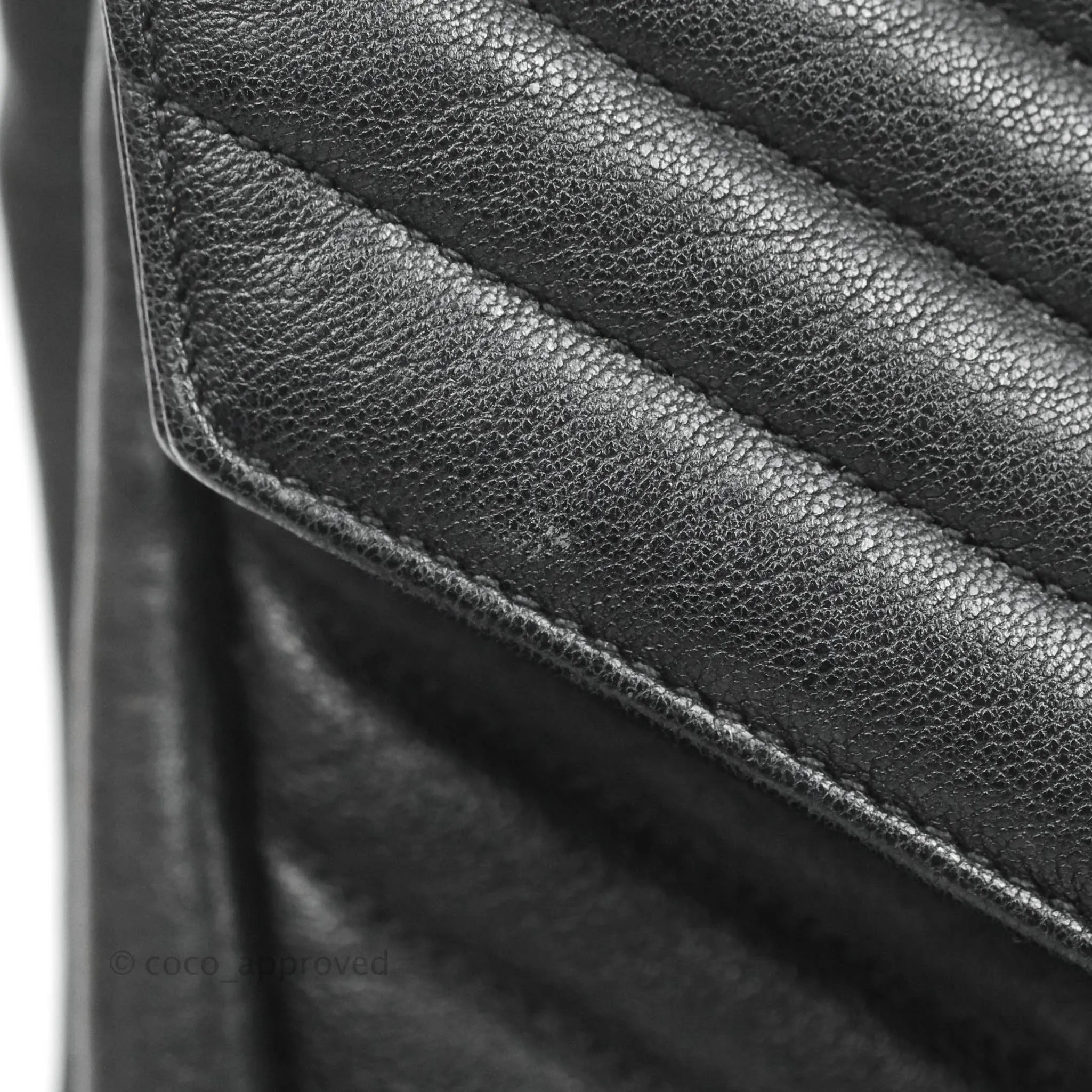 Saint Laurent Chevron Large College Black Chain Bag Ruthenium Hardware