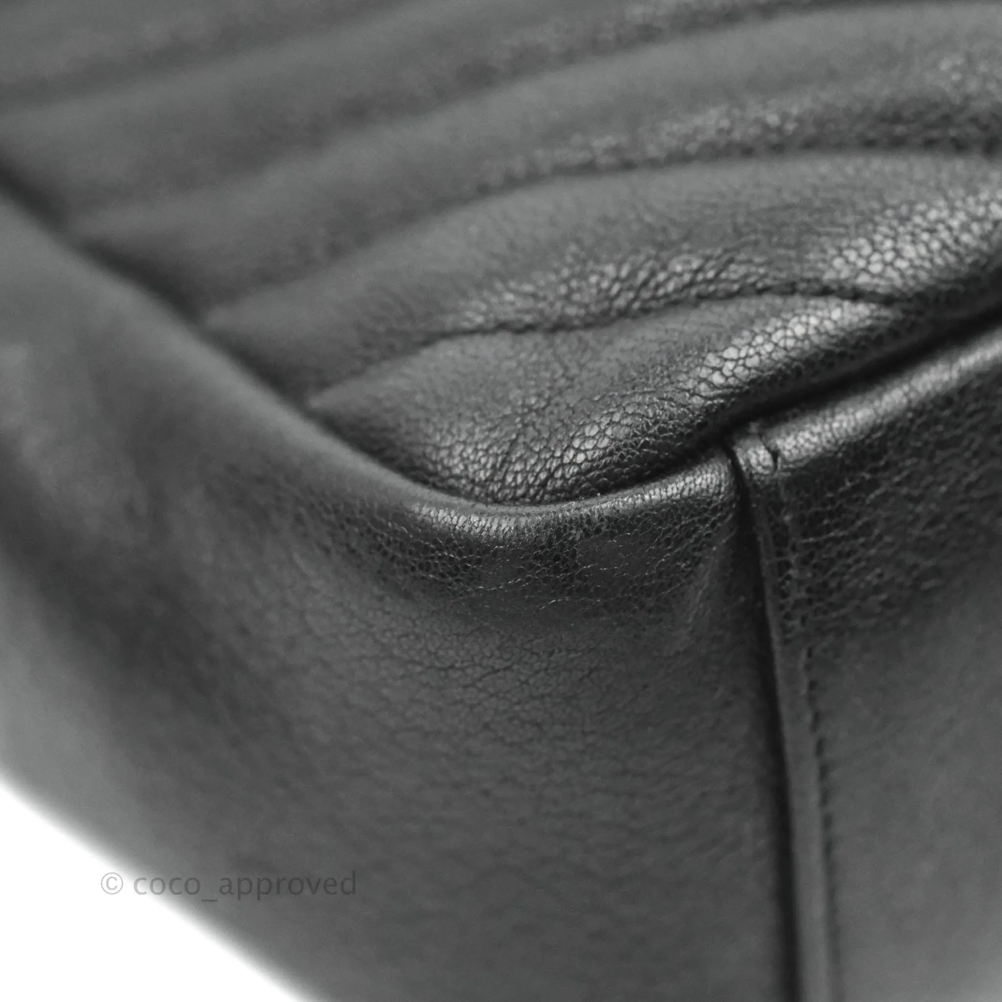 Saint Laurent Chevron Large College Black Chain Bag Ruthenium Hardware