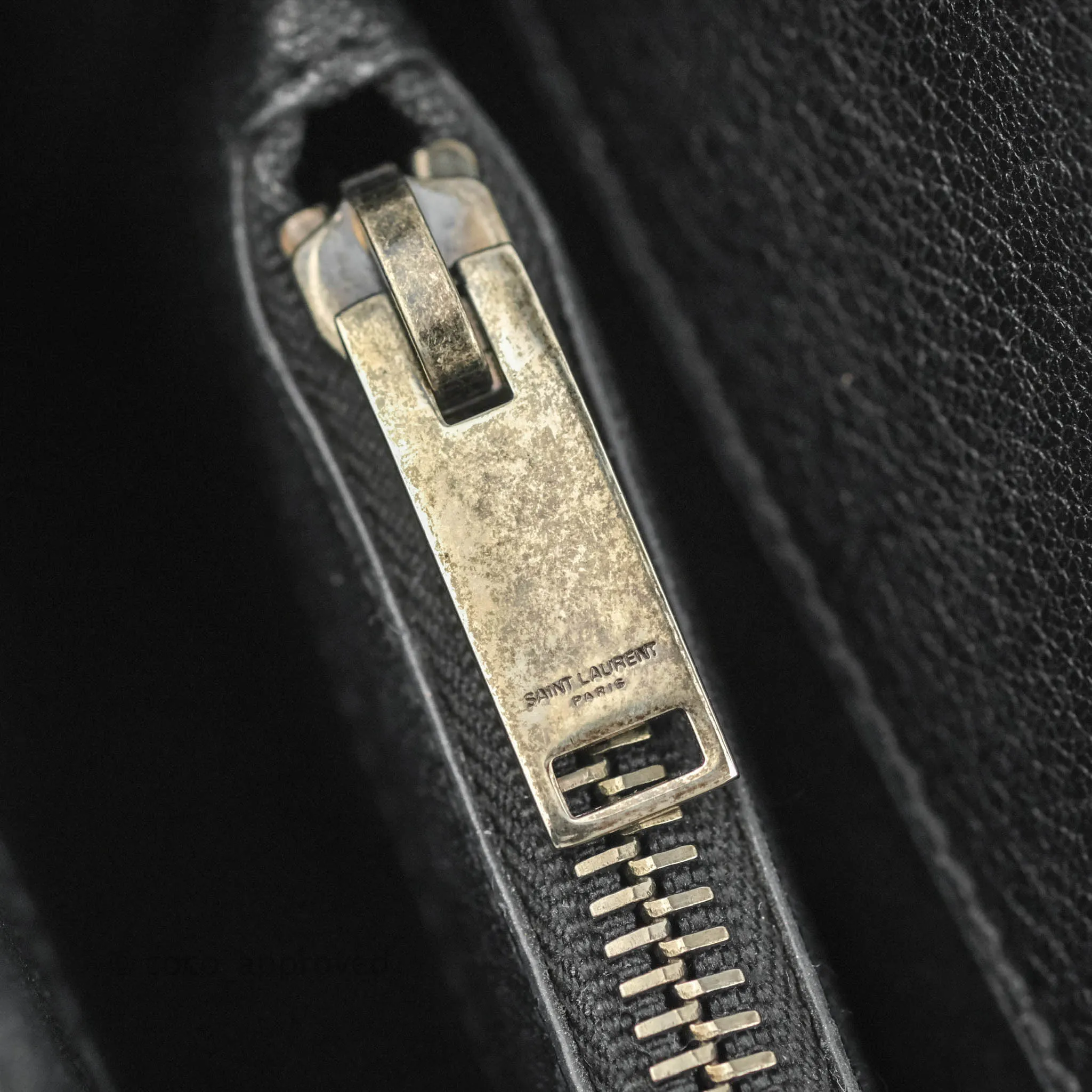 Saint Laurent Chevron Large College Black Chain Bag Ruthenium Hardware