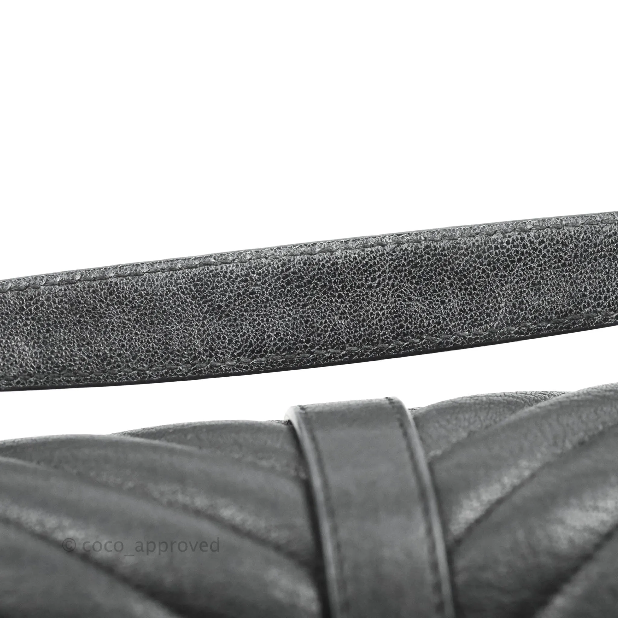 Saint Laurent Chevron Large College Black Chain Bag Ruthenium Hardware