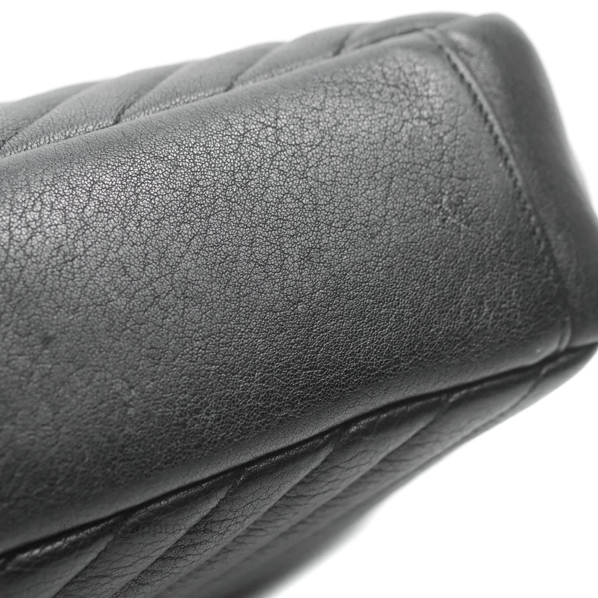 Saint Laurent Chevron Large College Black Chain Bag Ruthenium Hardware