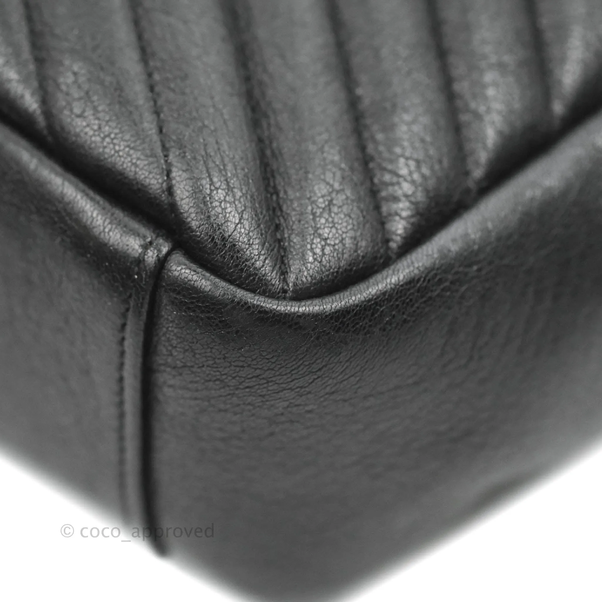 Saint Laurent Chevron Large College Black Chain Bag Ruthenium Hardware