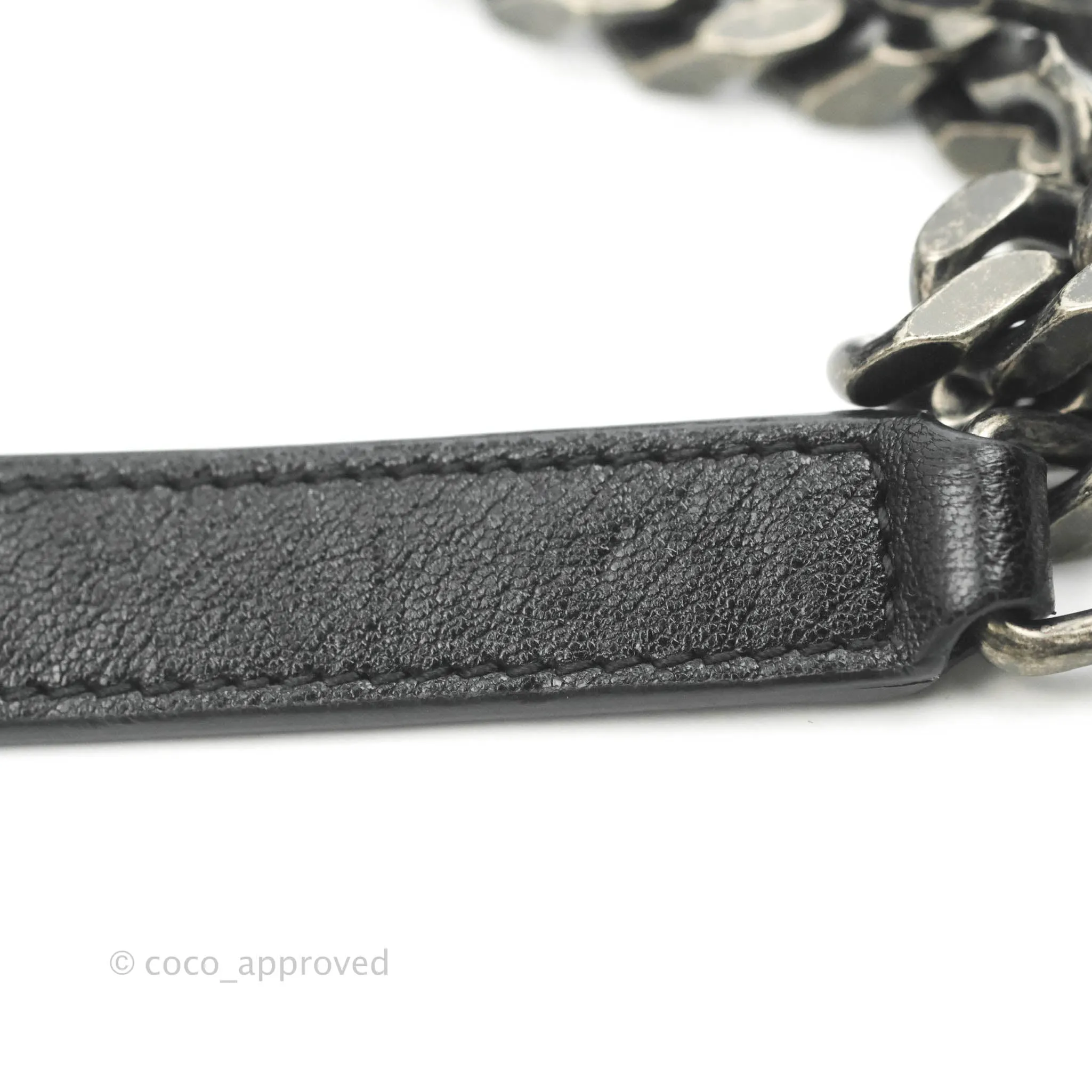 Saint Laurent Chevron Large College Black Chain Bag Ruthenium Hardware
