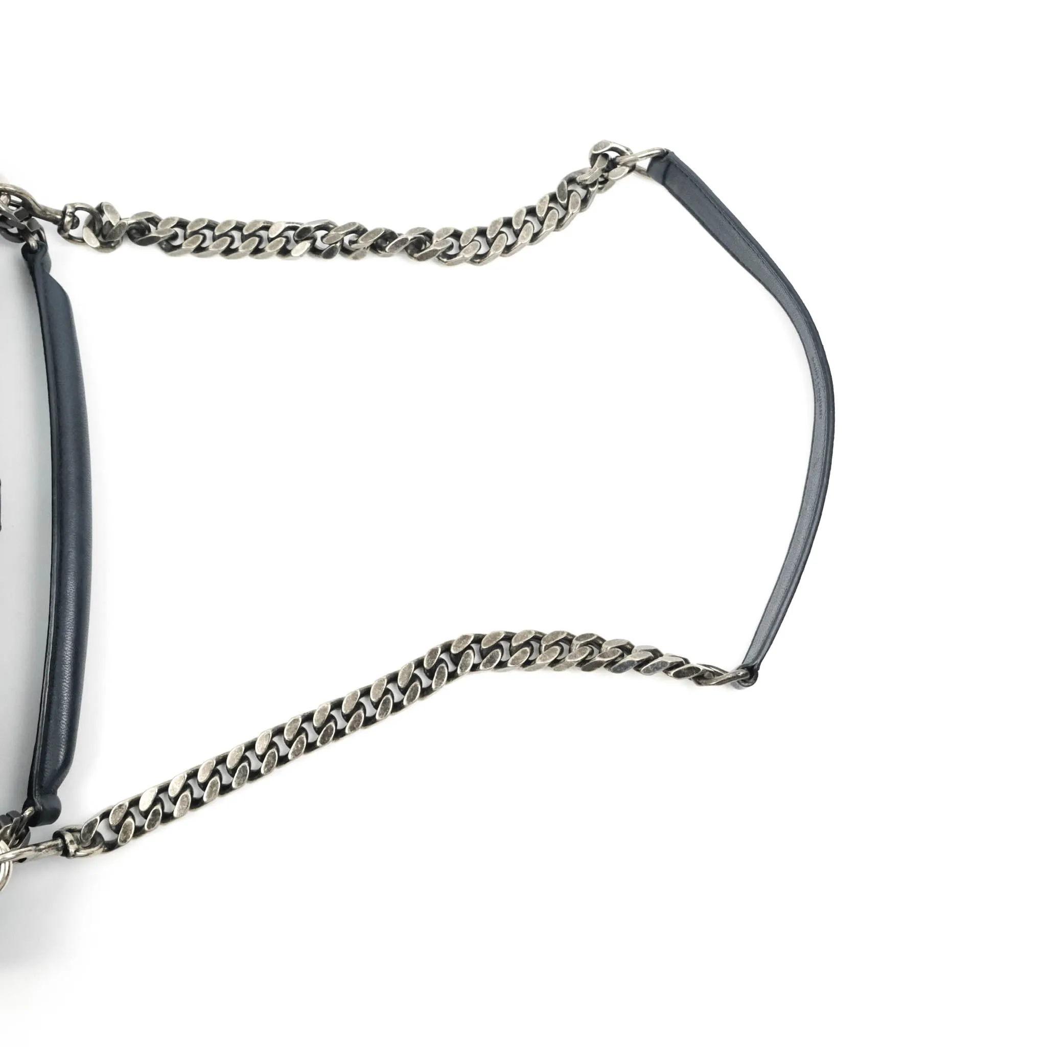 Saint Laurent Chevron Large College Navy Chain Bag Ruthenium Hardware