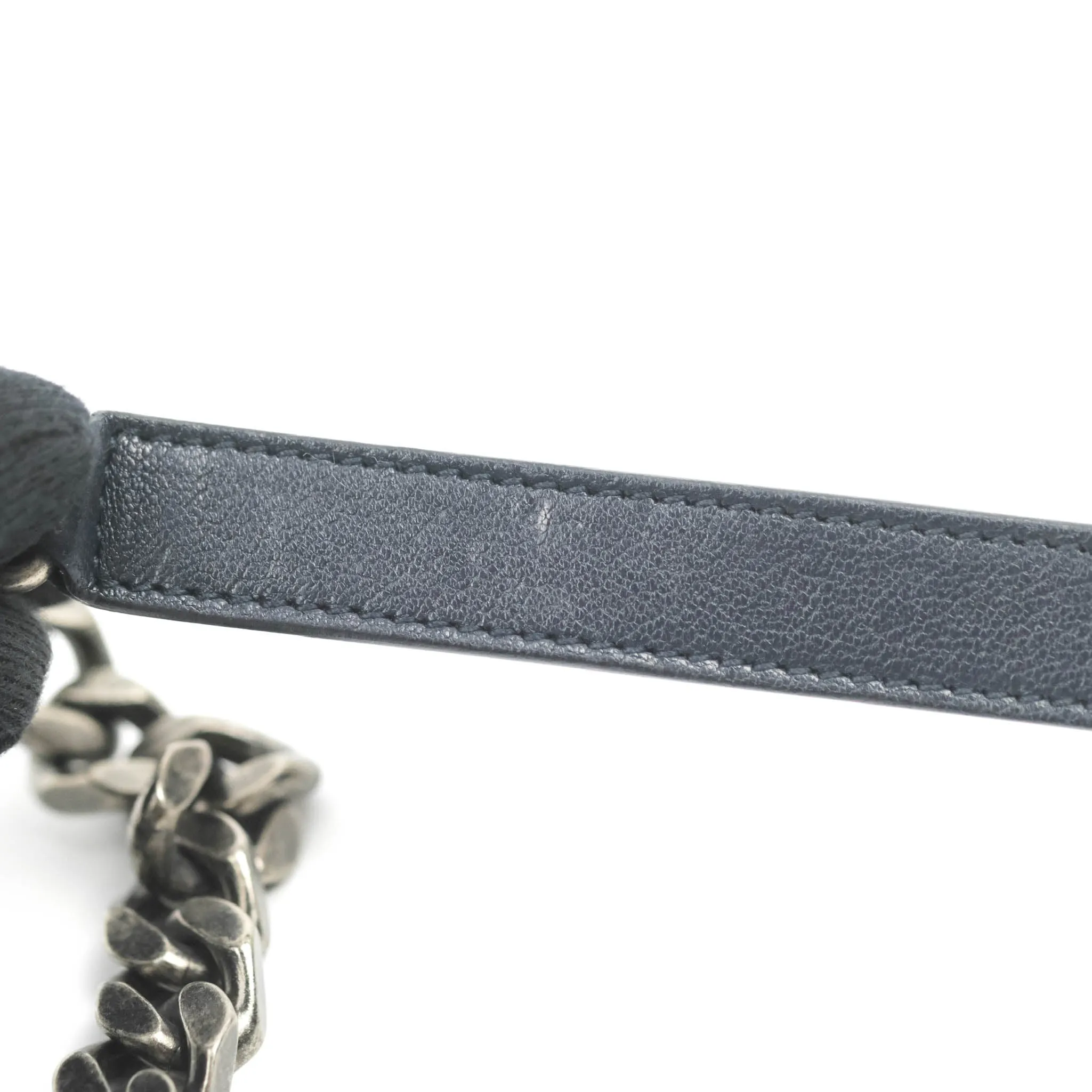 Saint Laurent Chevron Large College Navy Chain Bag Ruthenium Hardware