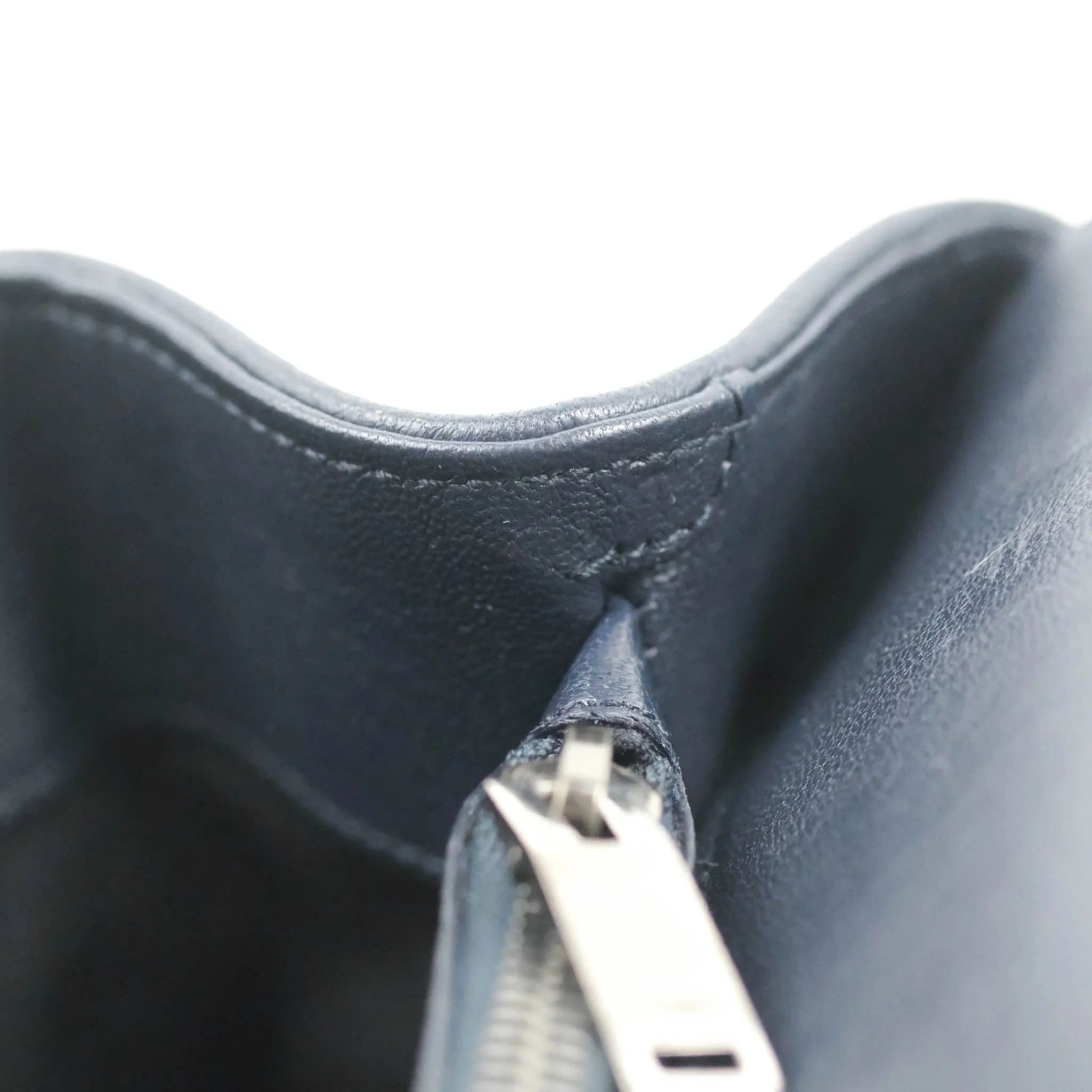 Saint Laurent Chevron Large College Navy Chain Bag Ruthenium Hardware