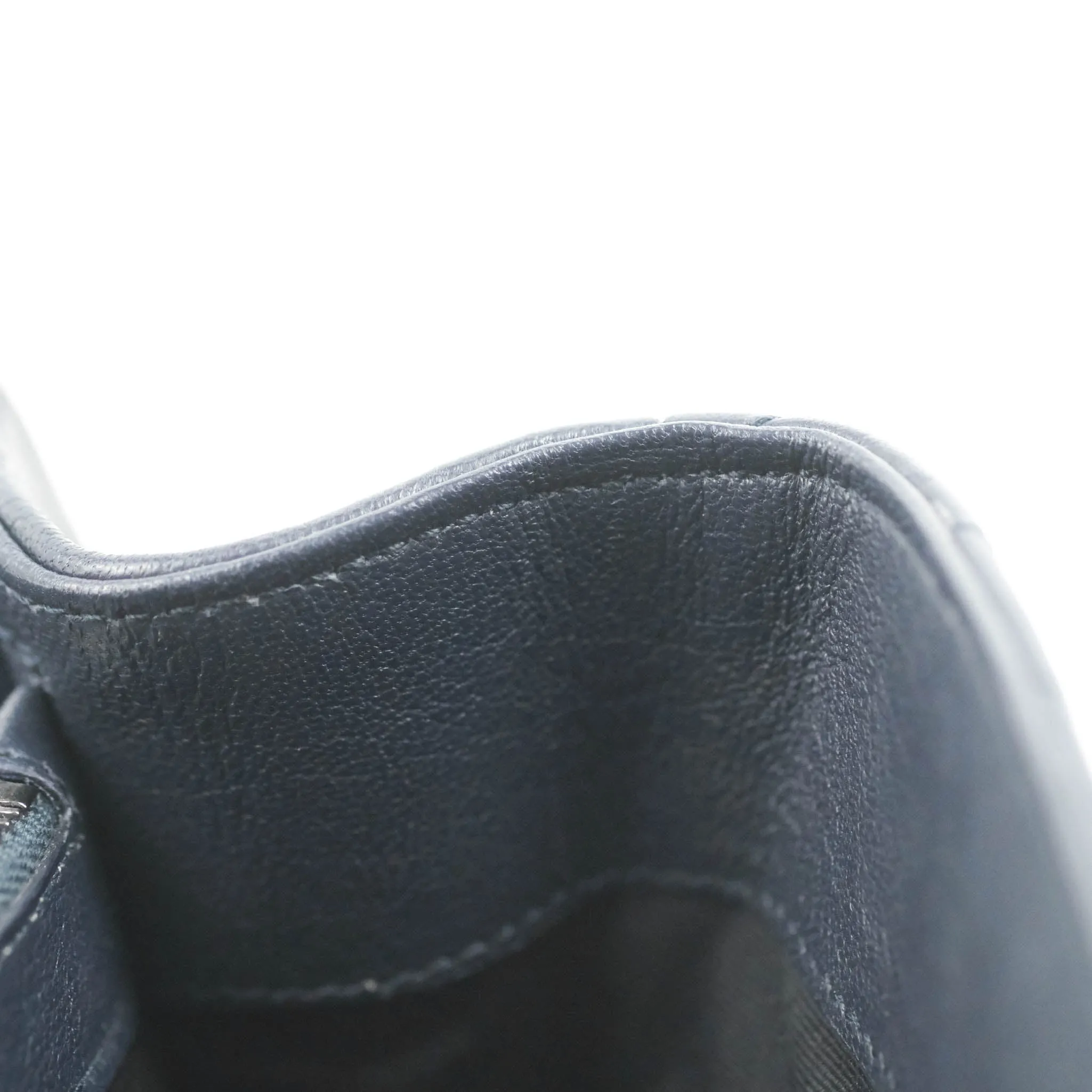 Saint Laurent Chevron Large College Navy Chain Bag Ruthenium Hardware
