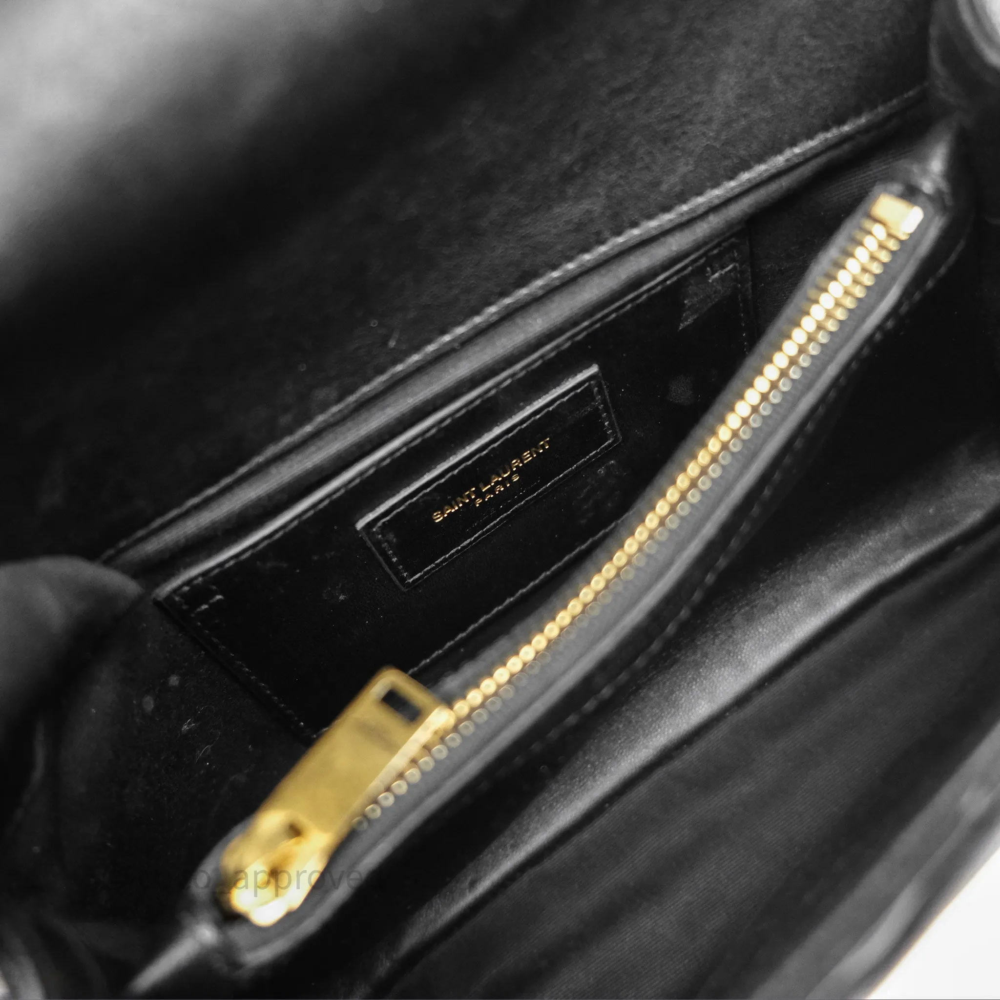 Saint Laurent Chevron Medium College Black Chain Bag Gold Hardware
