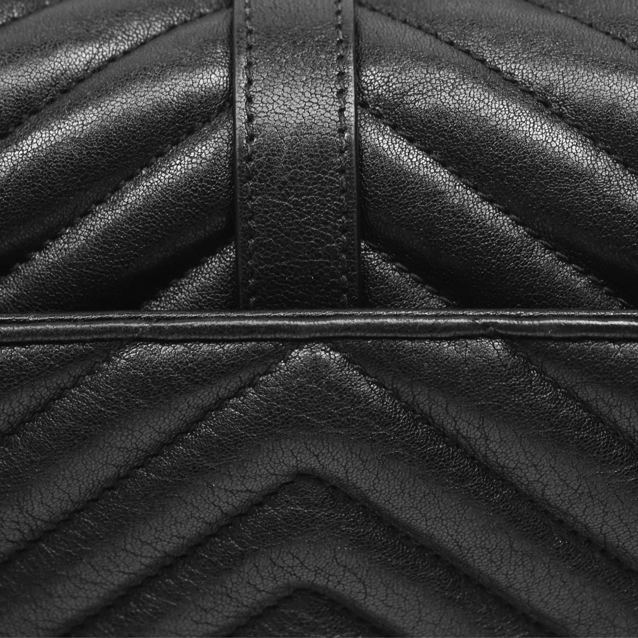Saint Laurent Chevron Medium College Black Chain Bag Gold Hardware