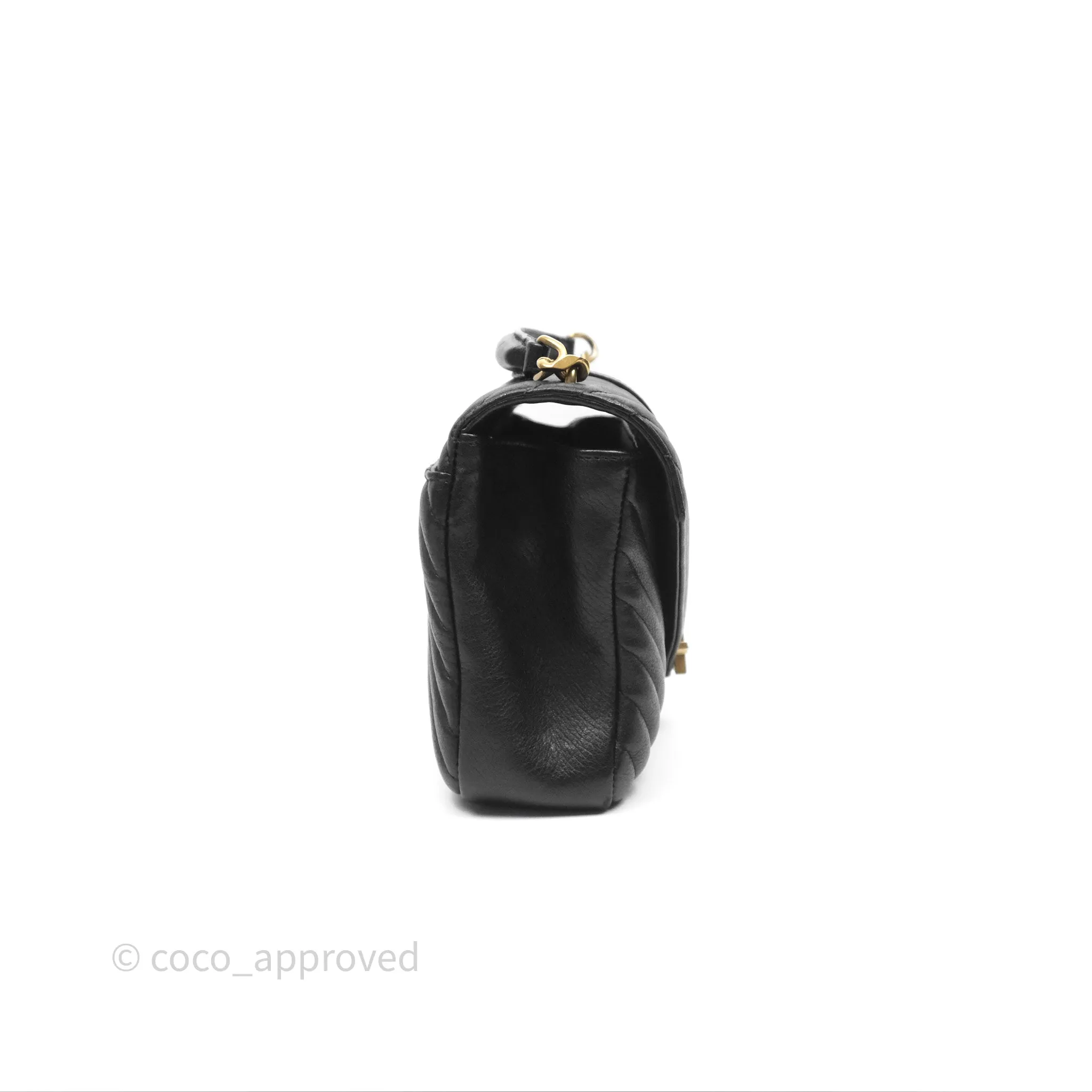 Saint Laurent Chevron Medium College Black Chain Bag Gold Hardware
