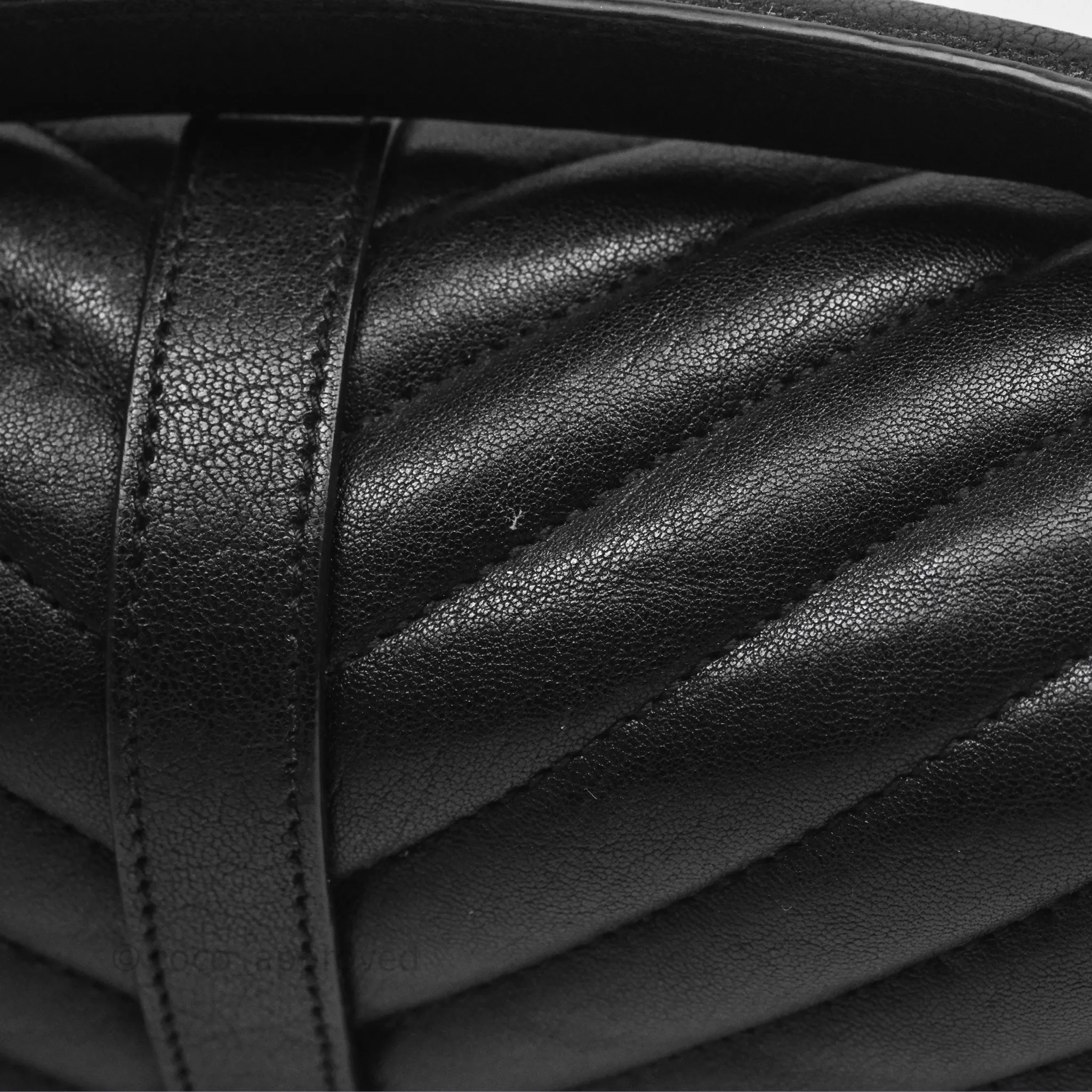 Saint Laurent Chevron Medium College Black Chain Bag Gold Hardware