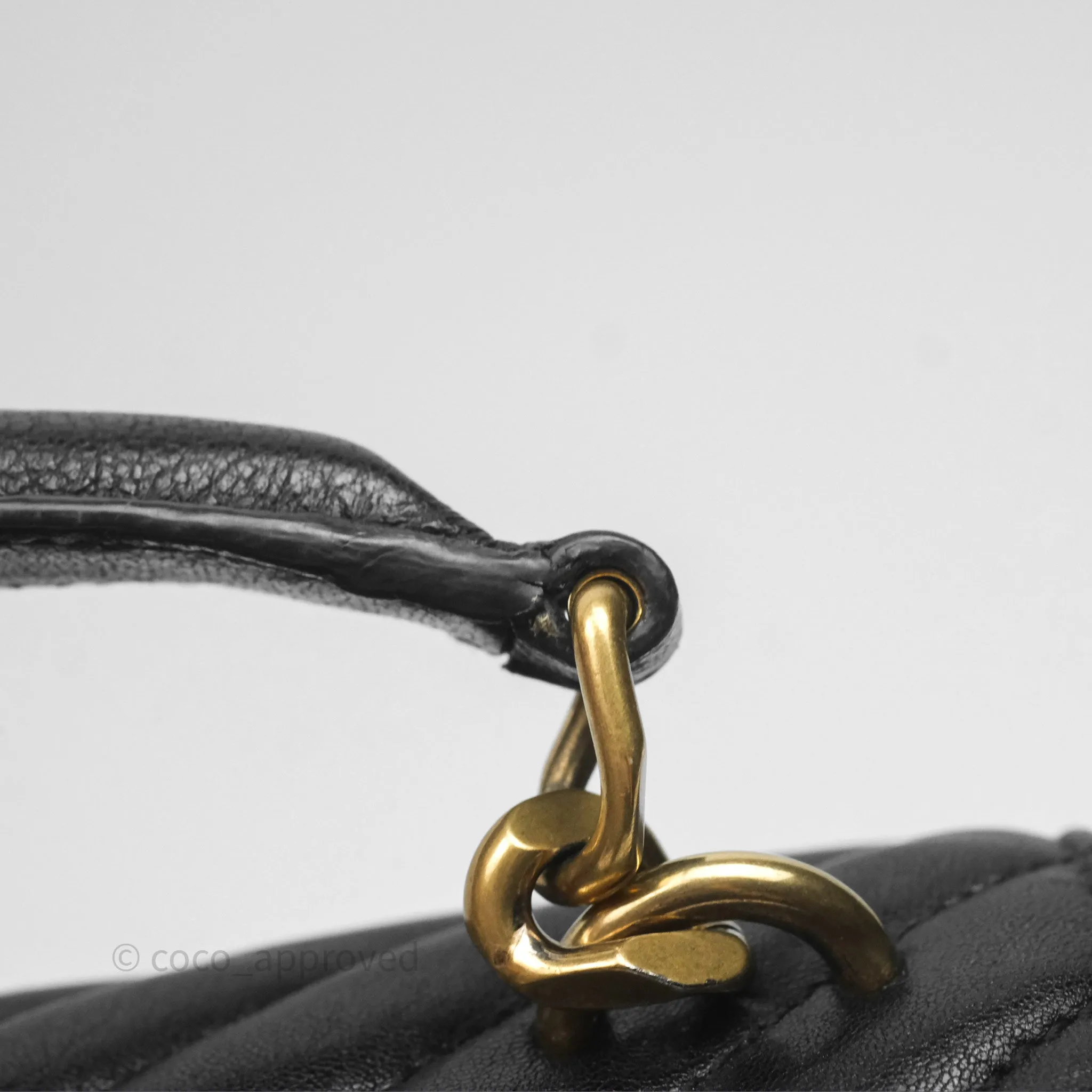 Saint Laurent Chevron Medium College Black Chain Bag Gold Hardware