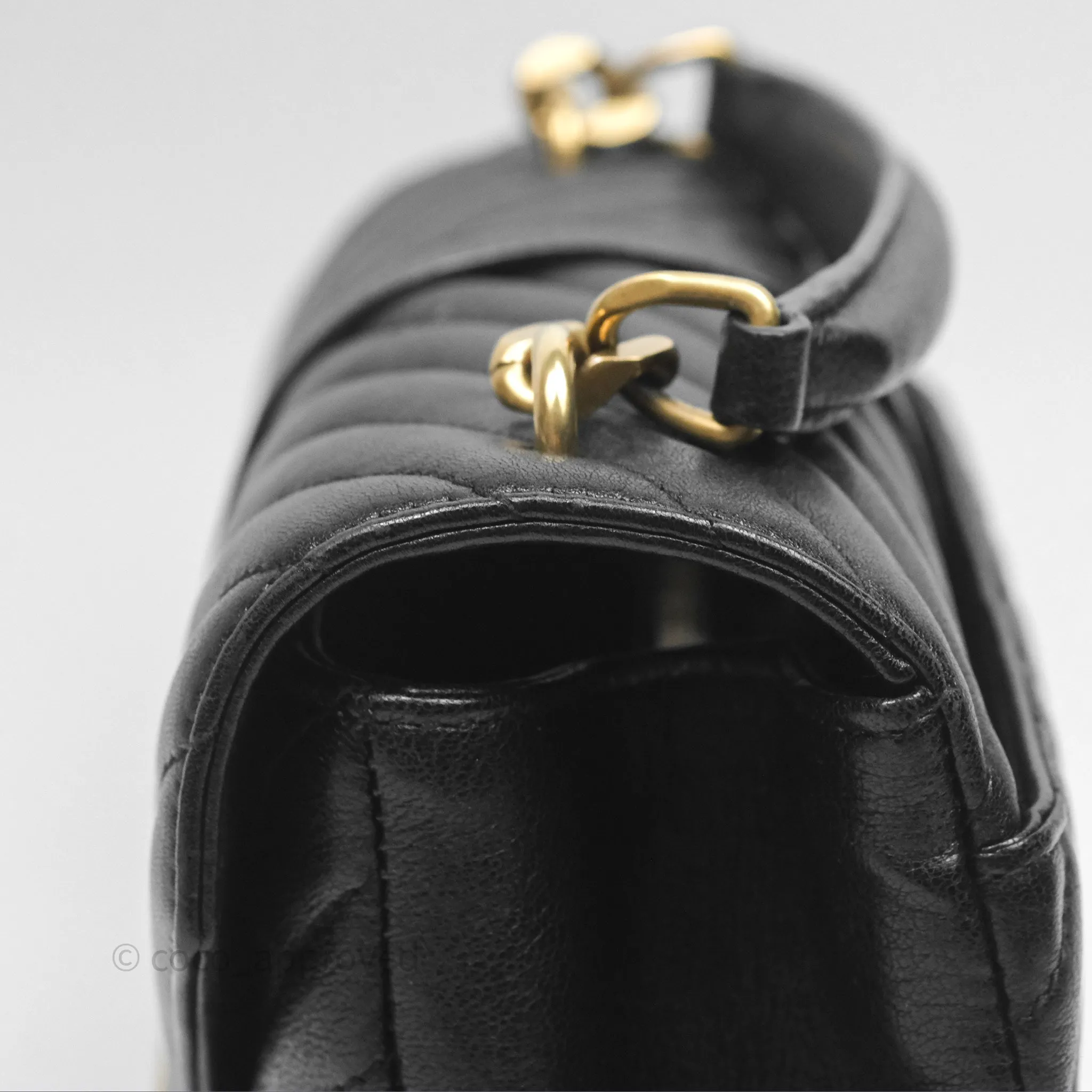 Saint Laurent Chevron Medium College Black Chain Bag Gold Hardware